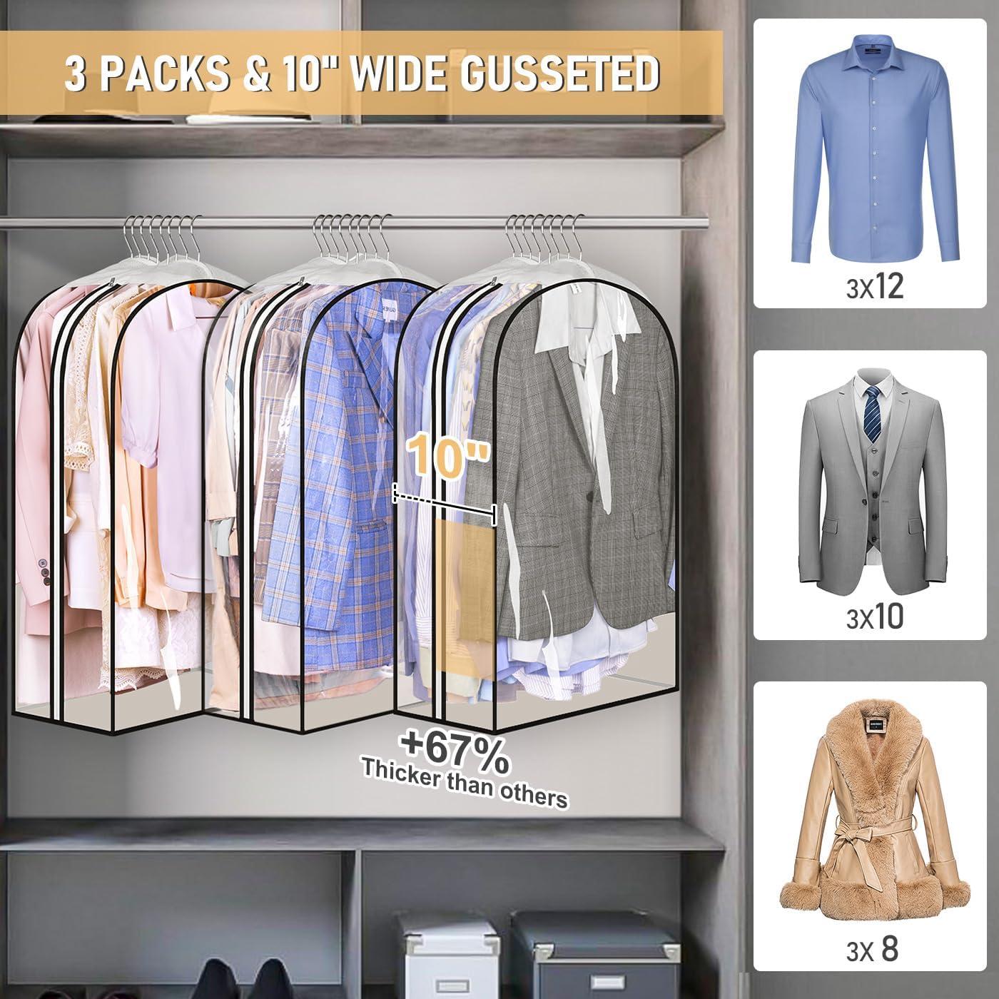 Bolsas de Ropa Transparentes MISSLO 32" con Cremallera - 3 Paquetes