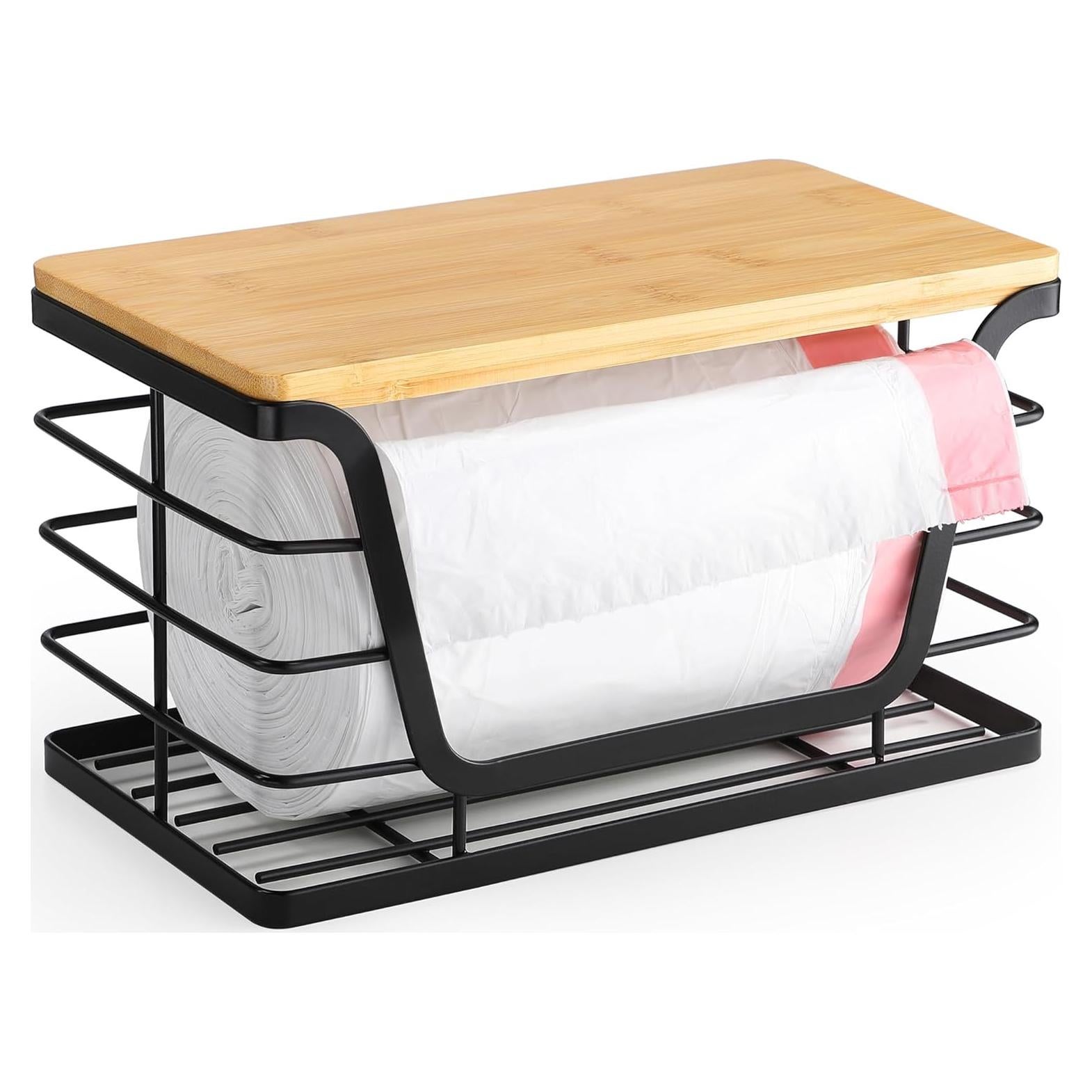 Soporte de Bolsa de Basura ALOCEO Pequeño con Tapa de Bambú