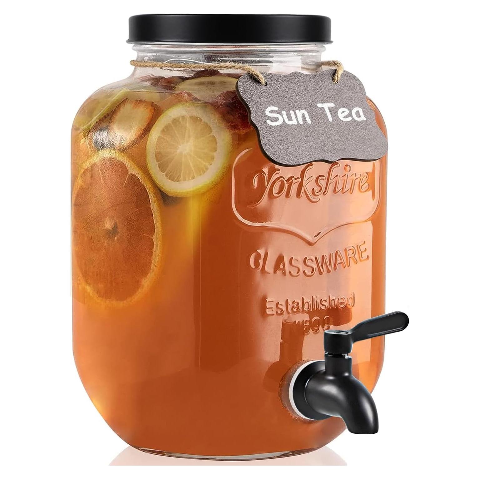 Dispensador de Bebidas de Vidrio 1 Galón HomeFeel Negro