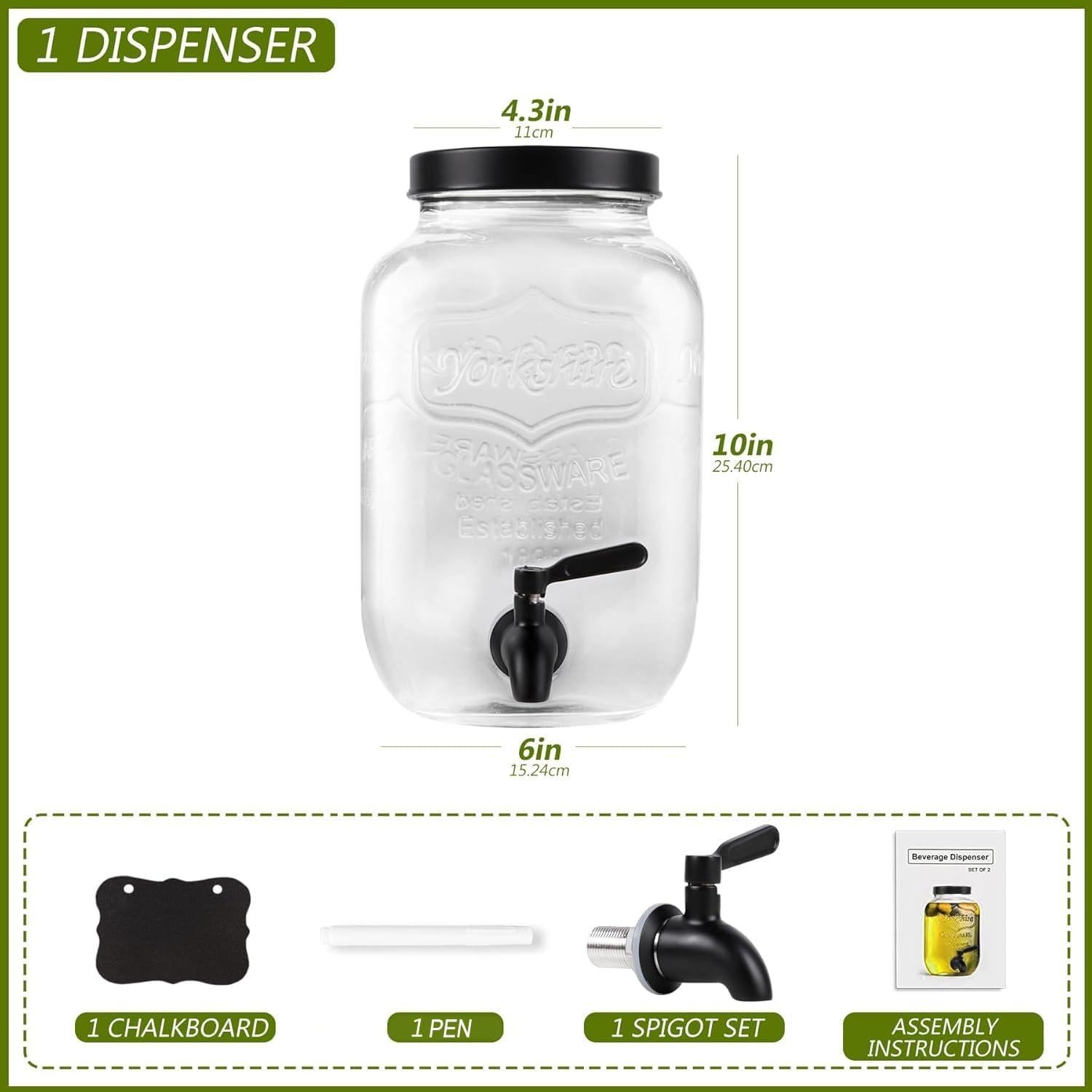 Dispensador de Bebidas de Vidrio 1 Galón HomeFeel Negro