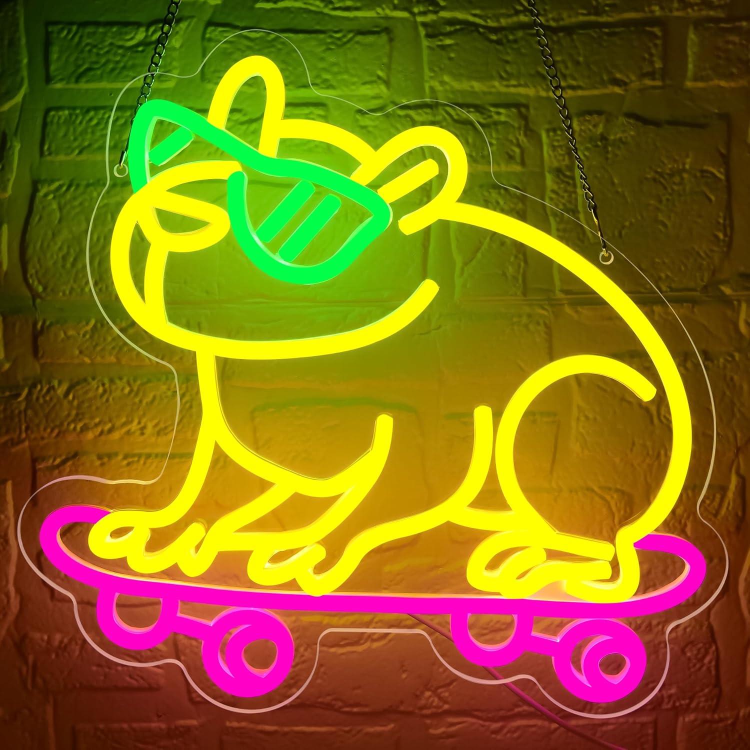 Luz de Neón LED Capibara Patinando 32.8x31.5 cm Attneon