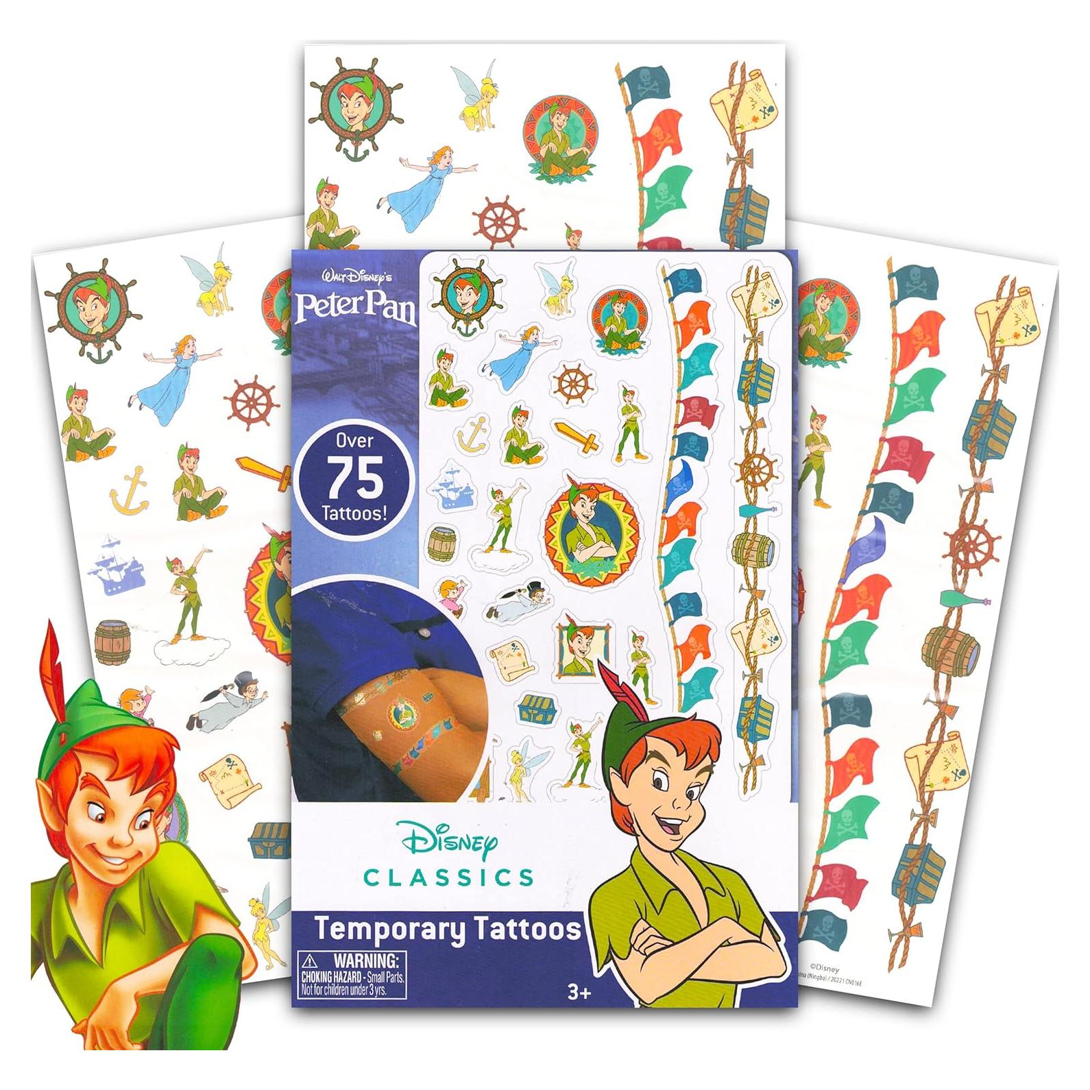 Paquete de Tatuajes Temporales Disney Peter Pan - 75 Unidades