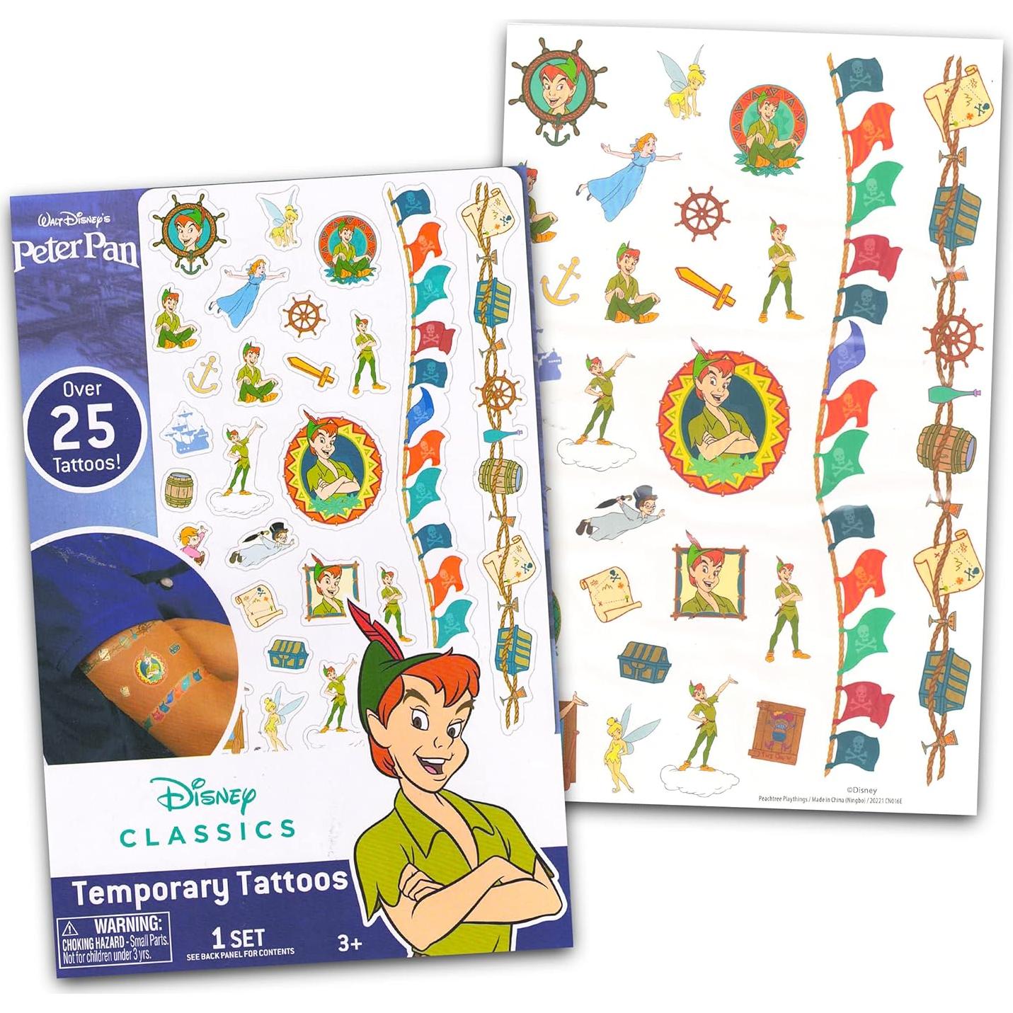 Paquete de Tatuajes Temporales Disney Peter Pan - 75 Unidades
