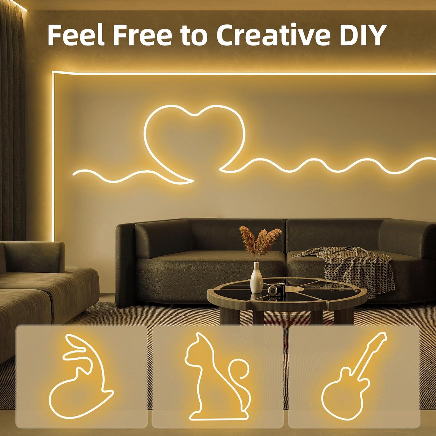 Luces de Cuerda de Neón LED ELOUYCKE 10m Blanca Cálida Regulable