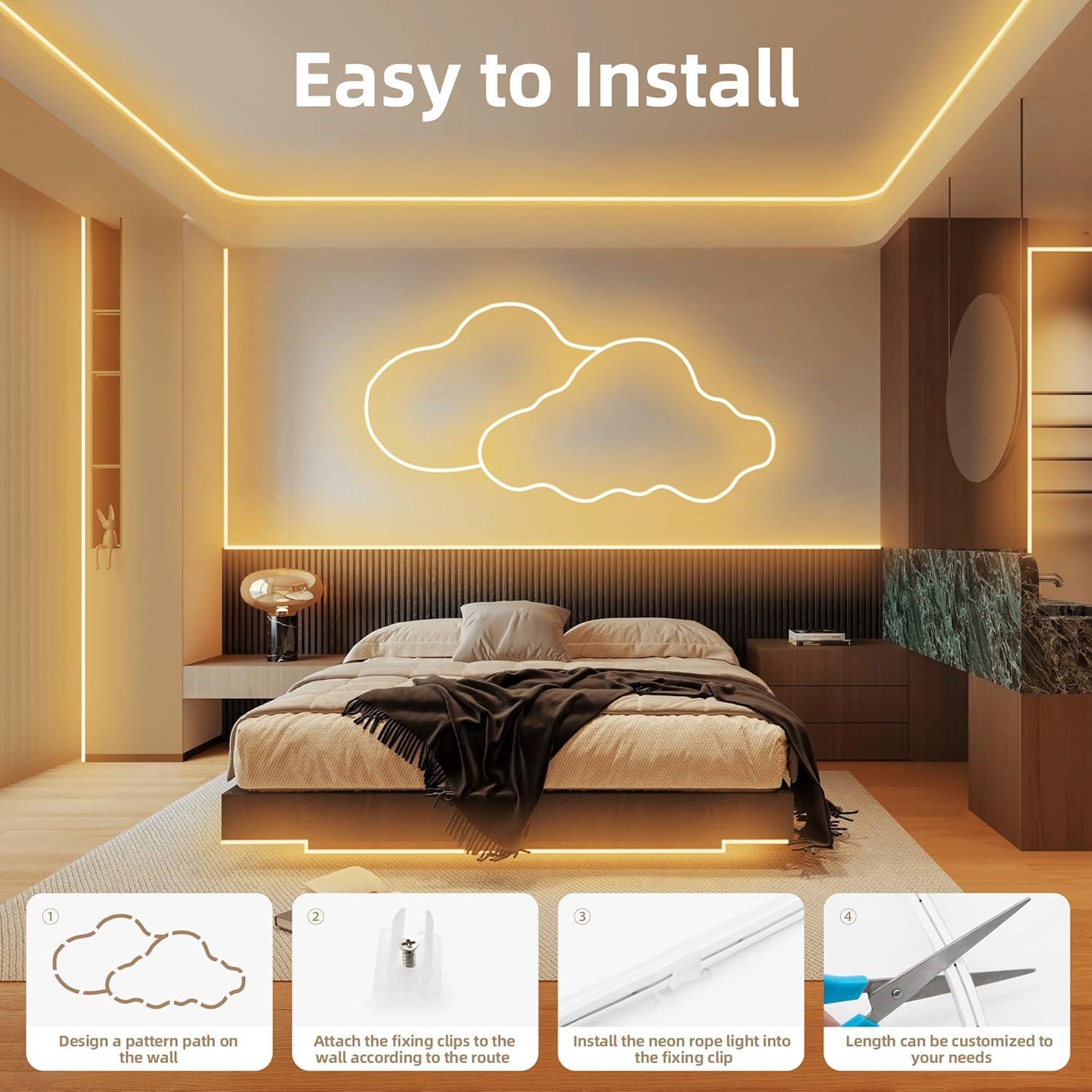 Luces de Cuerda de Neón LED ELOUYCKE 10m Blanca Cálida Regulable