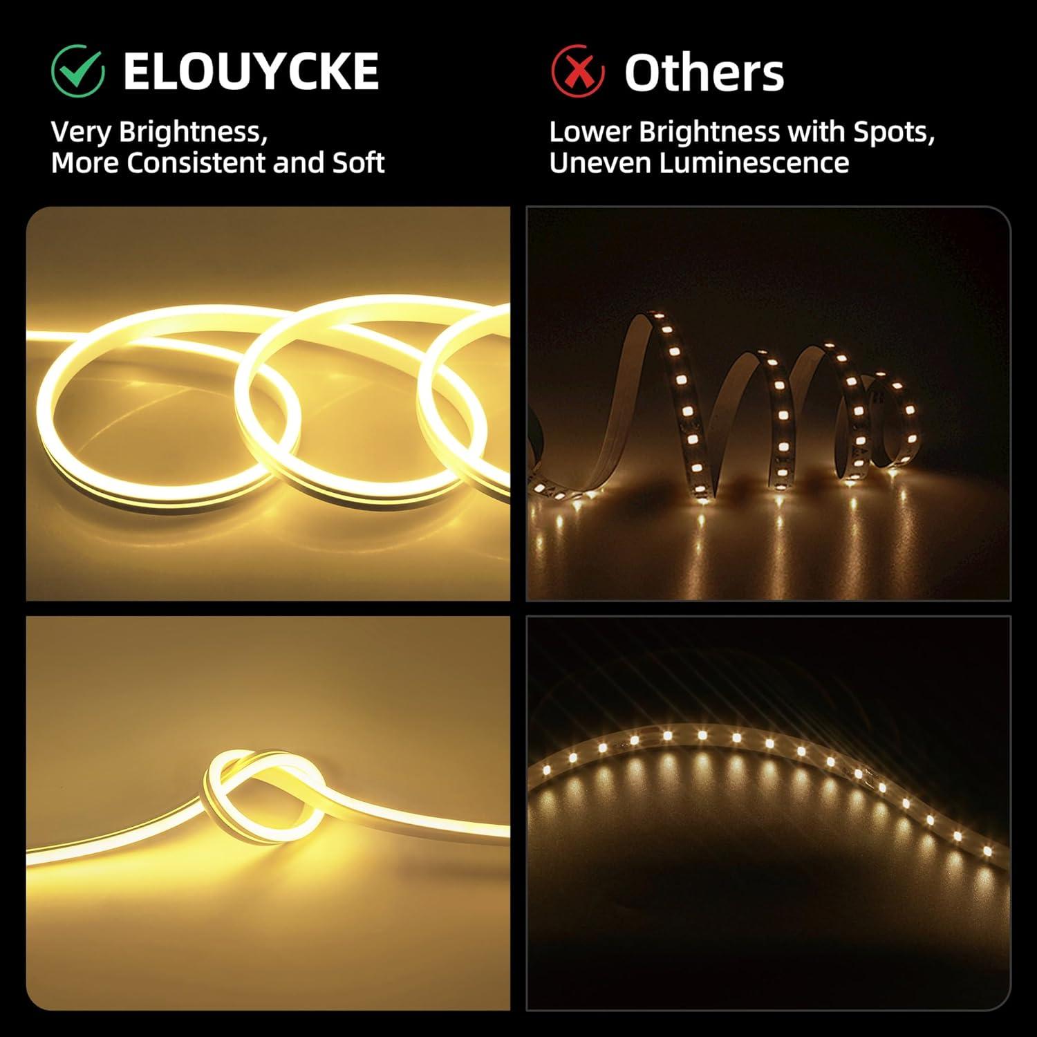 Luces de Cuerda de Neón LED ELOUYCKE 10m Blanca Cálida Regulable