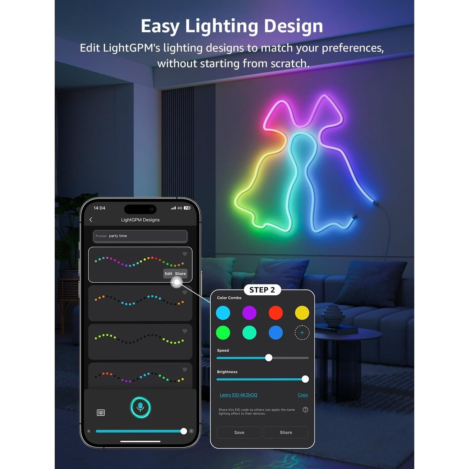 Luces de Cuerda RGB Inteligentes Lepro N1-AI 3m Control App