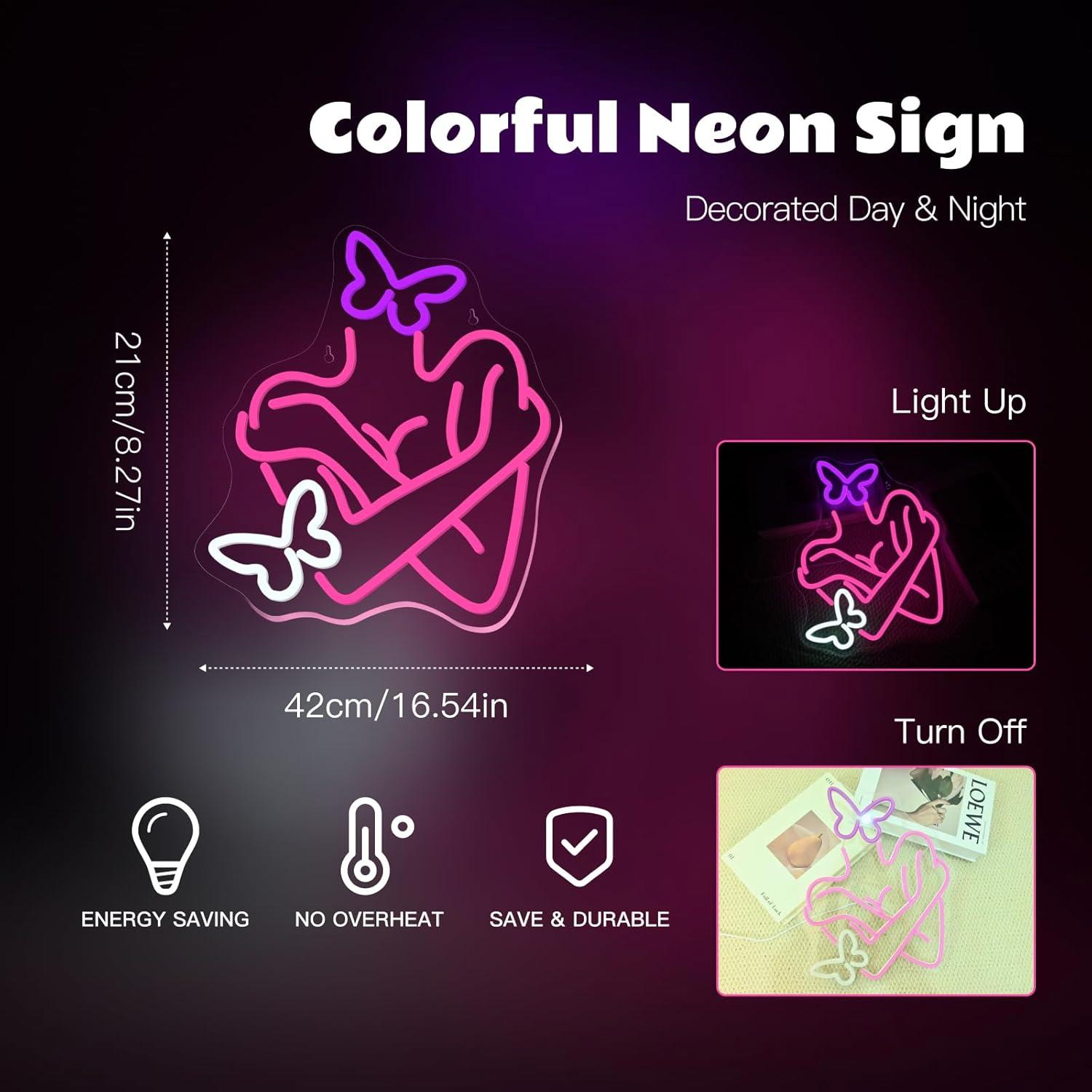 Luz LED Neon Gamerneon Mariposa 35.6x20.3 cm Decoración