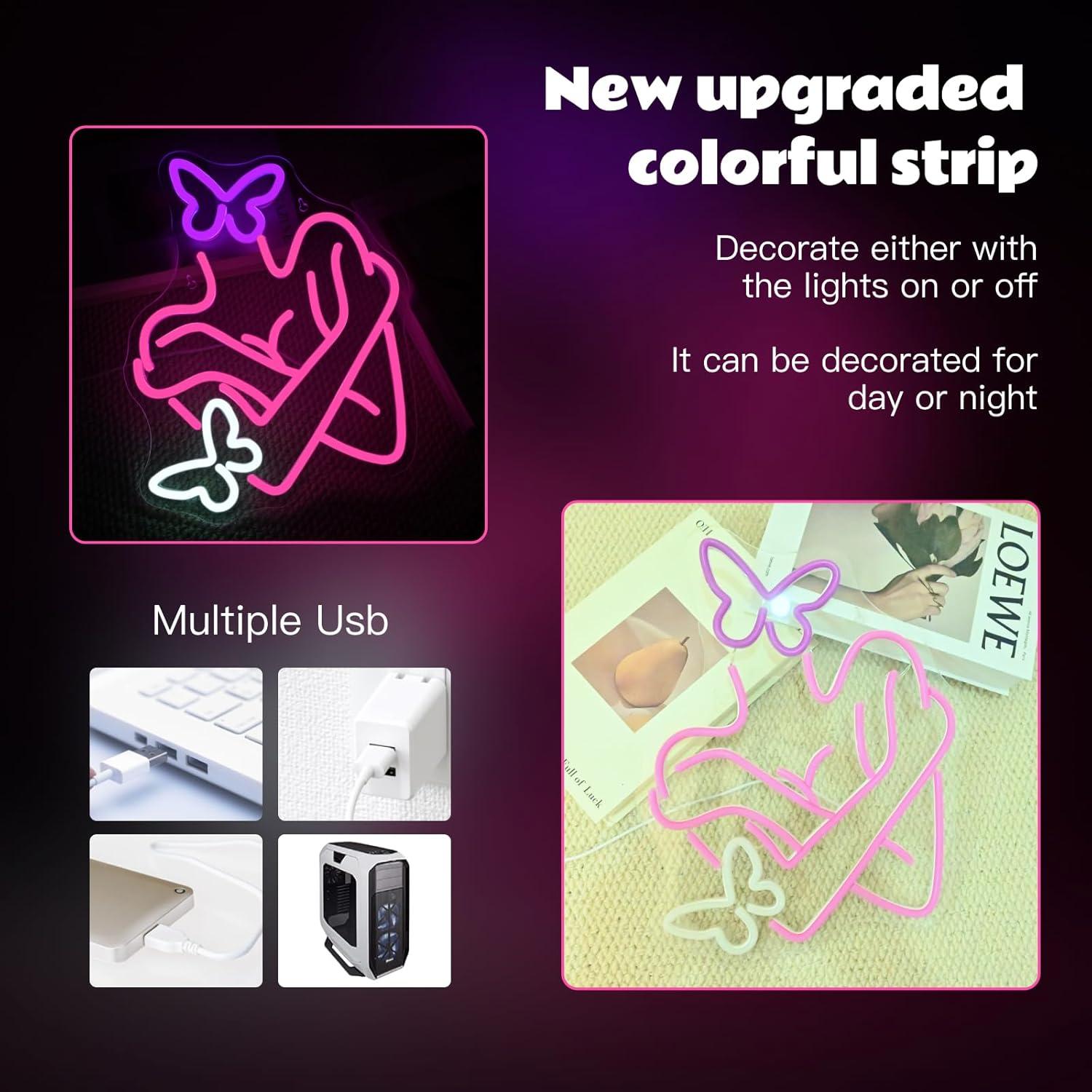 Luz LED Neon Gamerneon Mariposa 35.6x20.3 cm Decoración