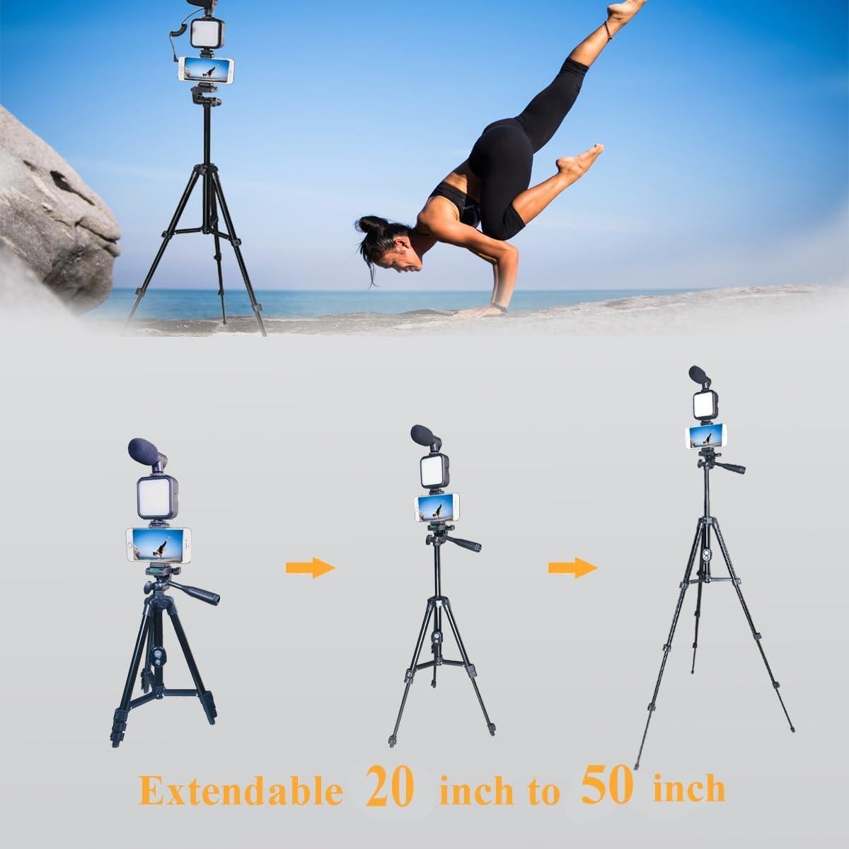 Kit de Vlogging Peanutech con Luz RGB, Trípode y Micrófono