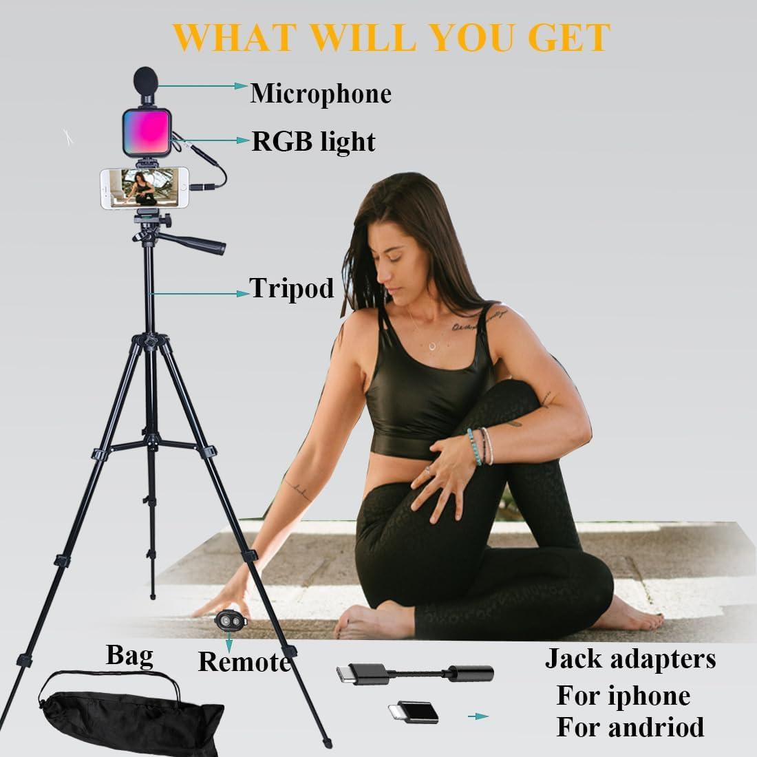 Kit de Vlogging Peanutech con Luz RGB, Trípode y Micrófono