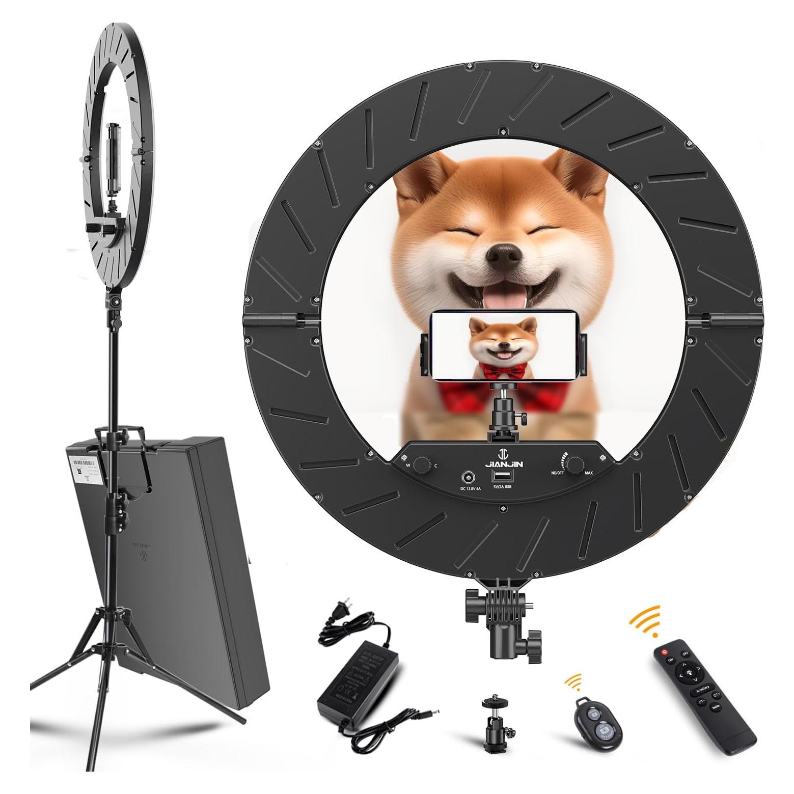 Kit Luz de Anillo 18" JIANJIN LED 55W Regulable Soporte Tripode