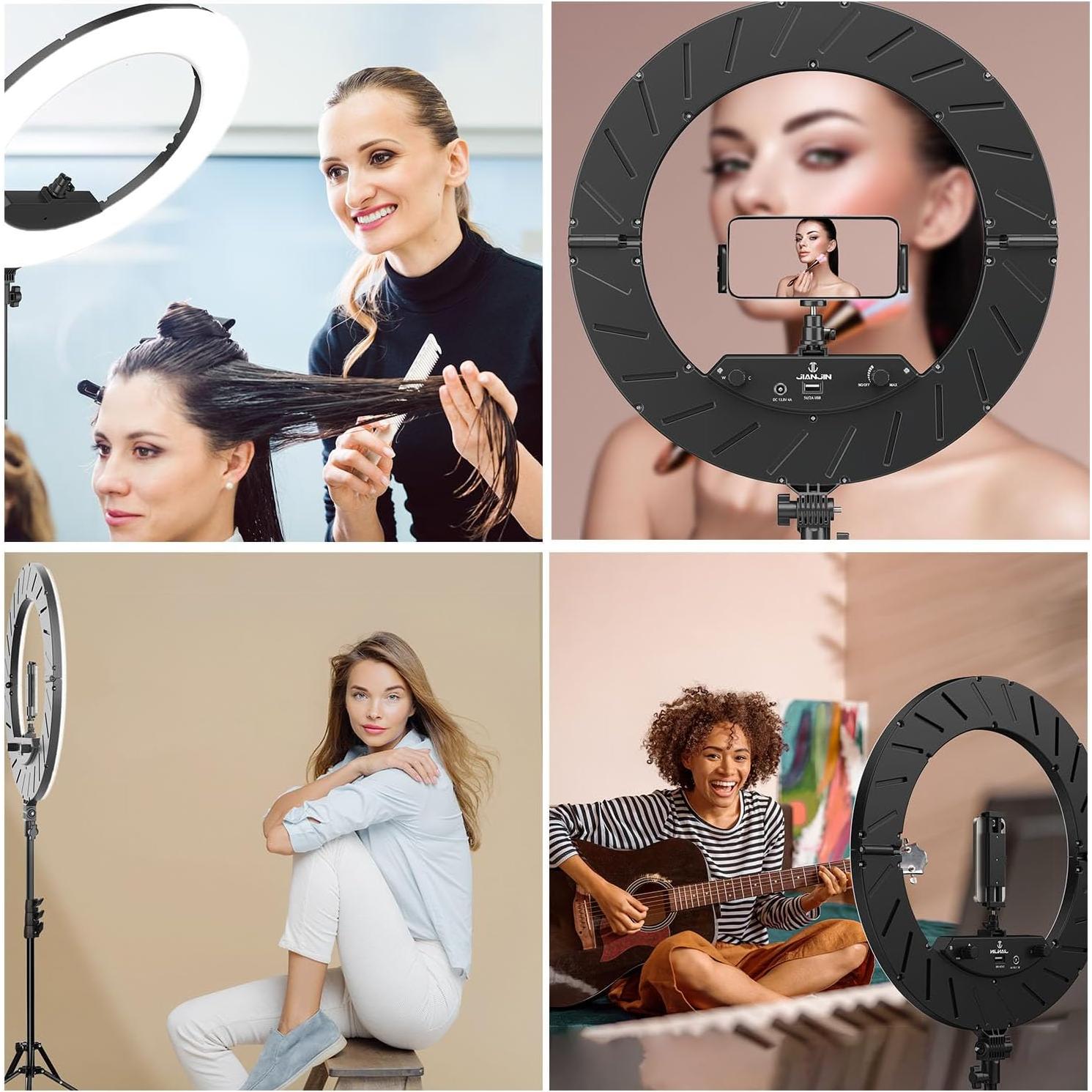 Kit Luz de Anillo 18" JIANJIN LED 55W Regulable Soporte Tripode