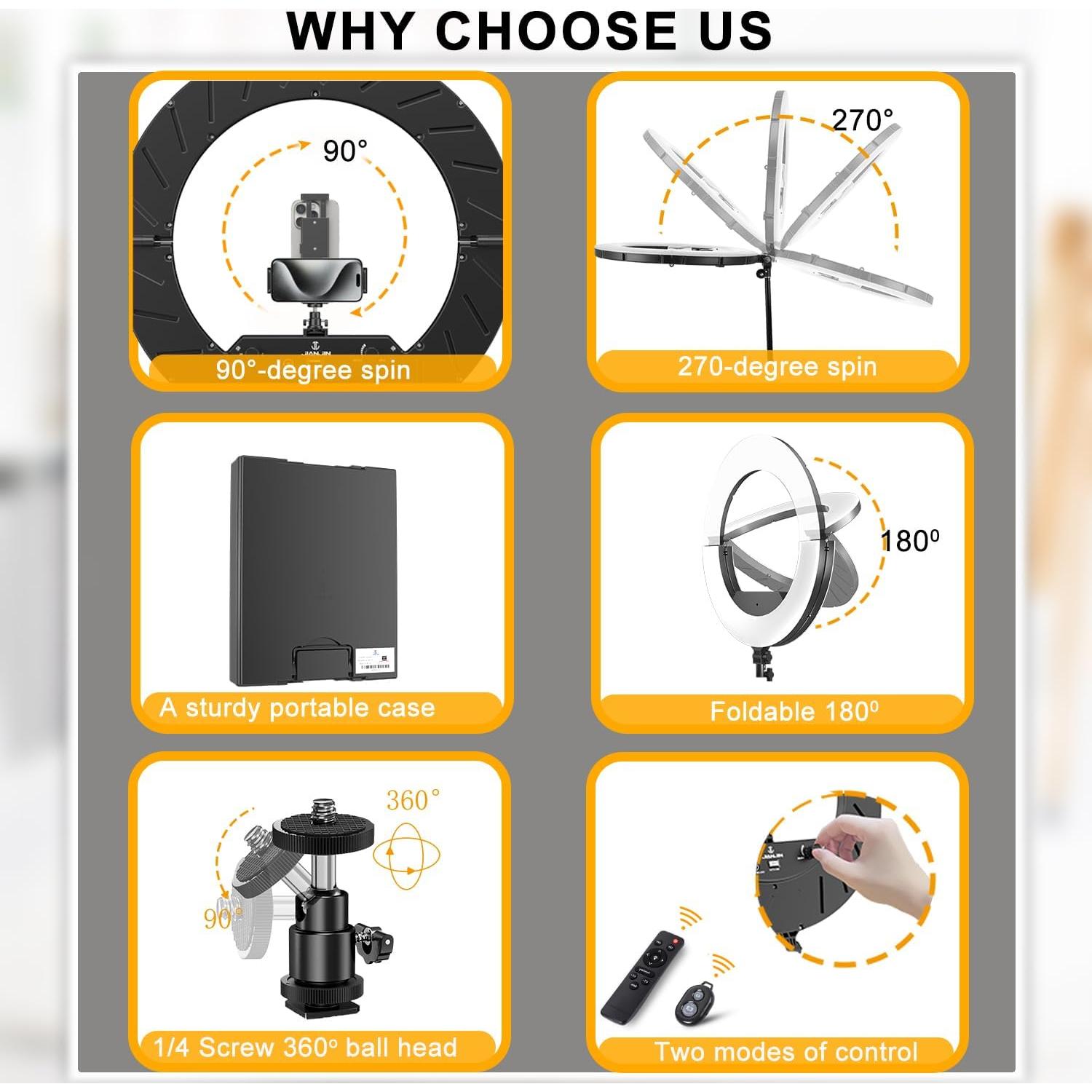 Kit Luz de Anillo 18" JIANJIN LED 55W Regulable Soporte Tripode