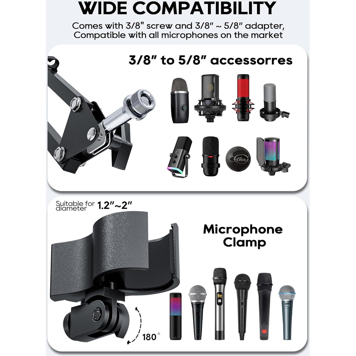 Brazo de Micrófono Plegable M01 Negro para Podcasting y Juegos