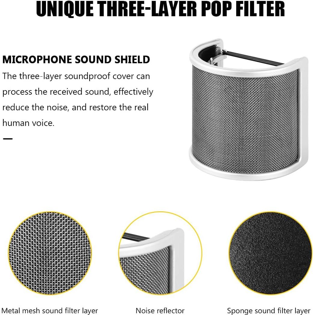 Filtro Pop Micfuns Plata para Micrófonos 45-63mm