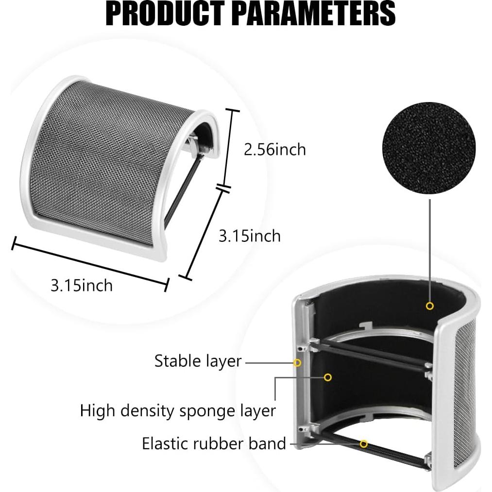 Filtro Pop Micfuns Plata para Micrófonos 45-63mm