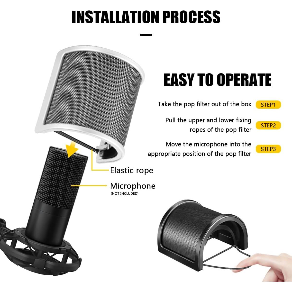 Filtro Pop Micfuns Plata para Micrófonos 45-63mm