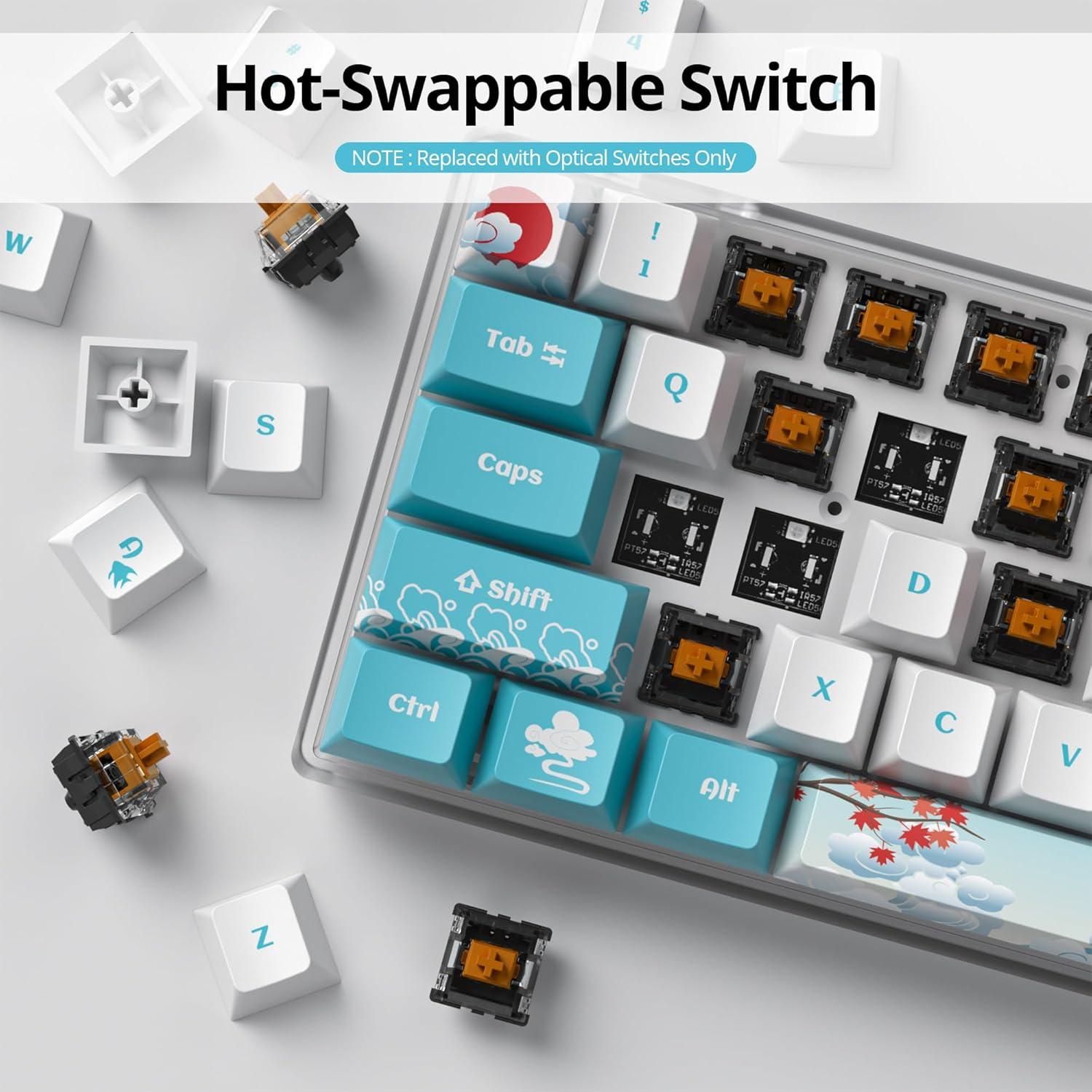 Teclado Mecánico Guffercty 60% Gateron Óptico Marrón 61 Teclas