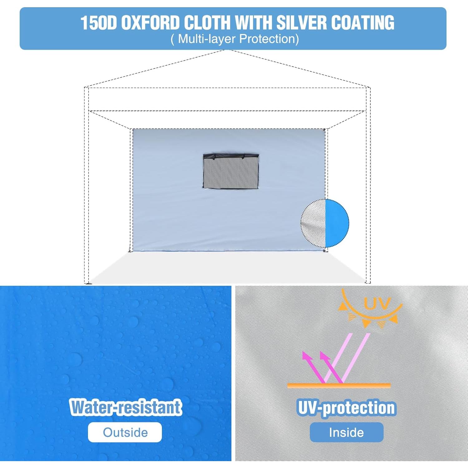 Pared Lateral Instantánea REDCAMP para Carpa 10x3 m Caqui/Azul/Blanco/Negro