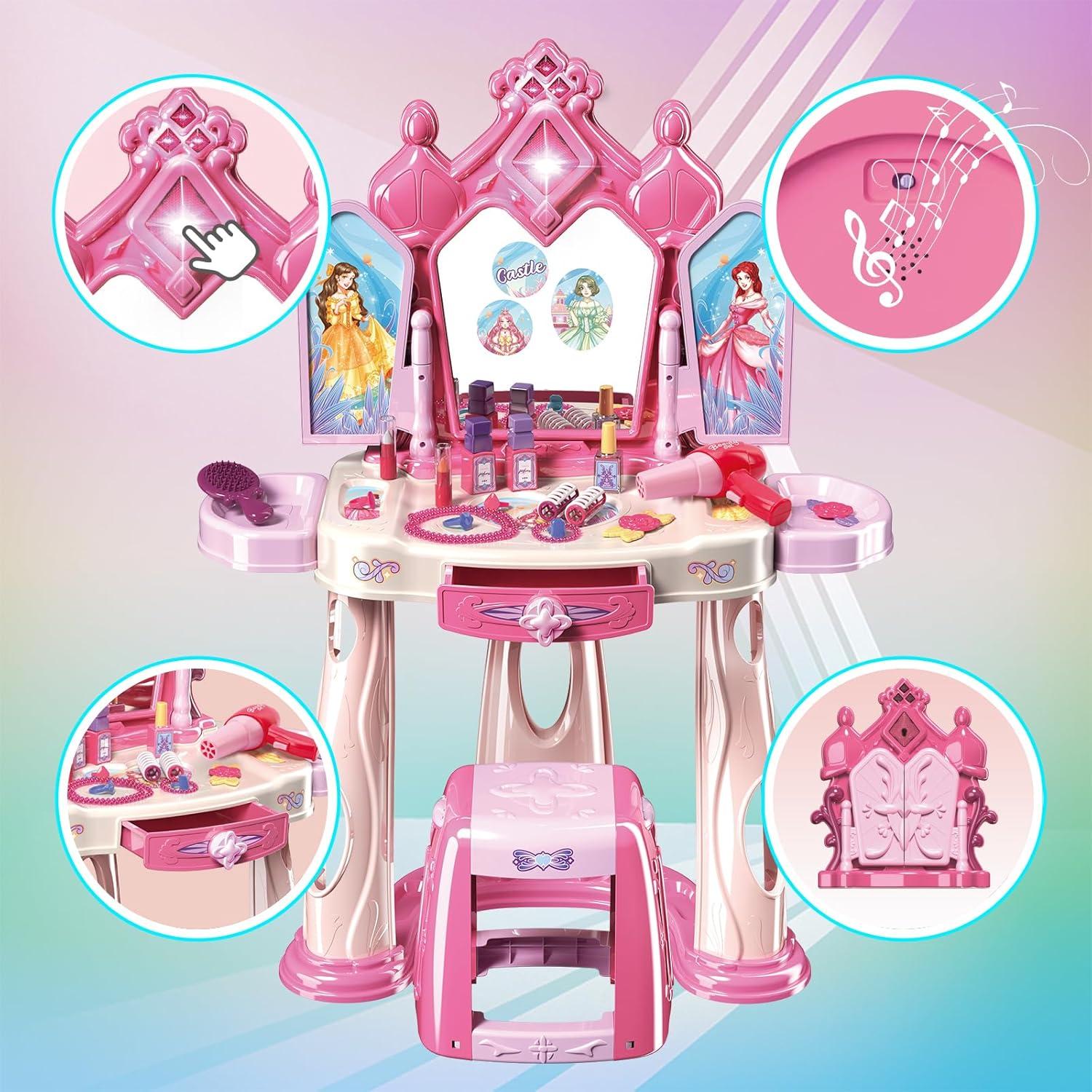 Juego de Mesa de Maquillaje Infantil con Taburete 1195
