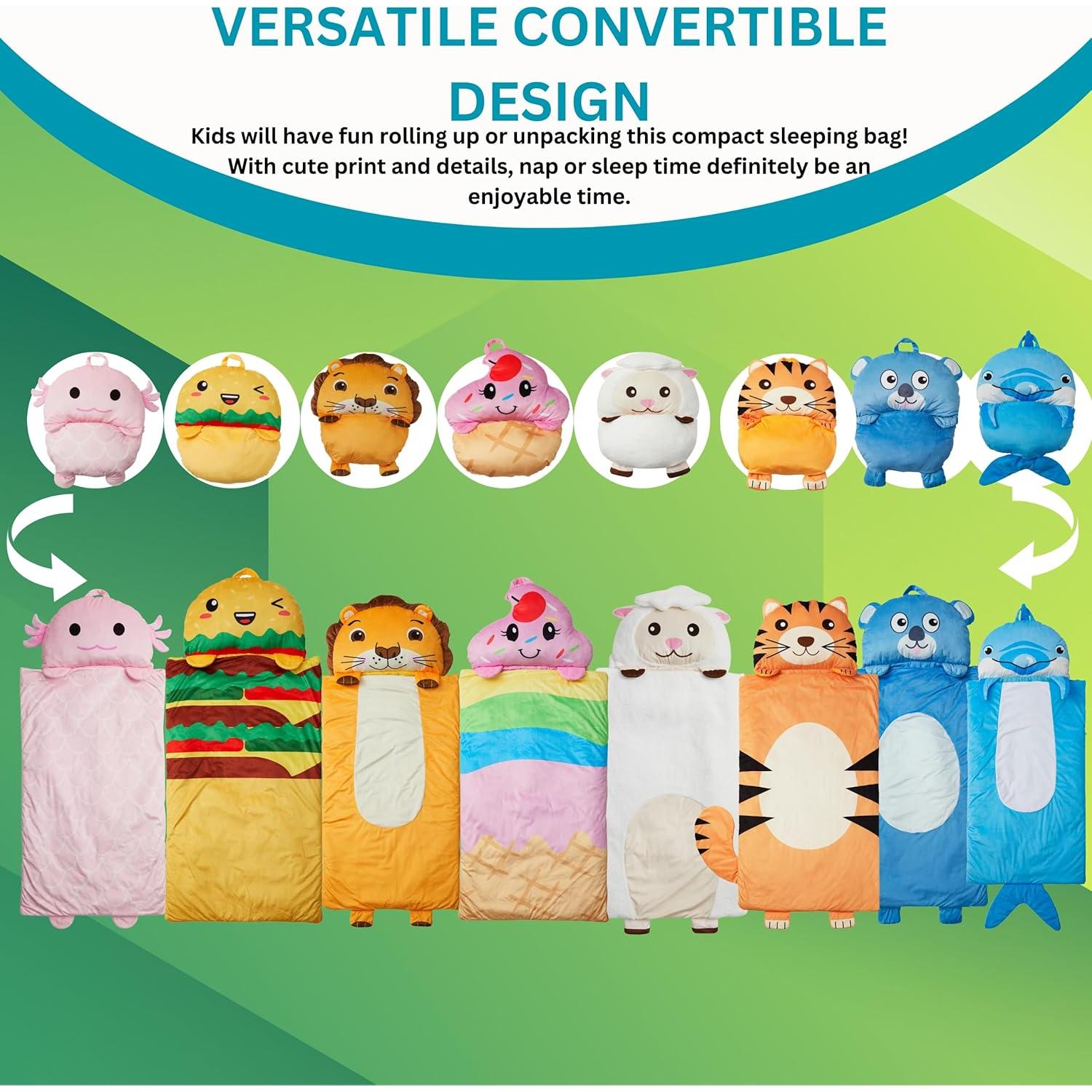 Saco de Dormir Infantil Unicornios y Robots Axolotl 150x69cm