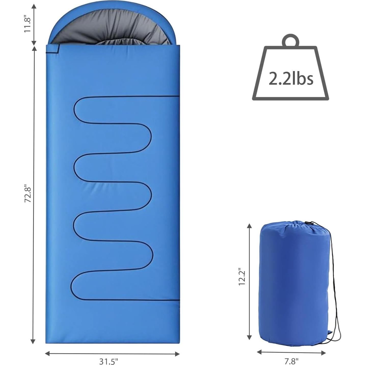 Saco de Dormir Impermeable Wind Tour 3 Estaciones 1kg Azul