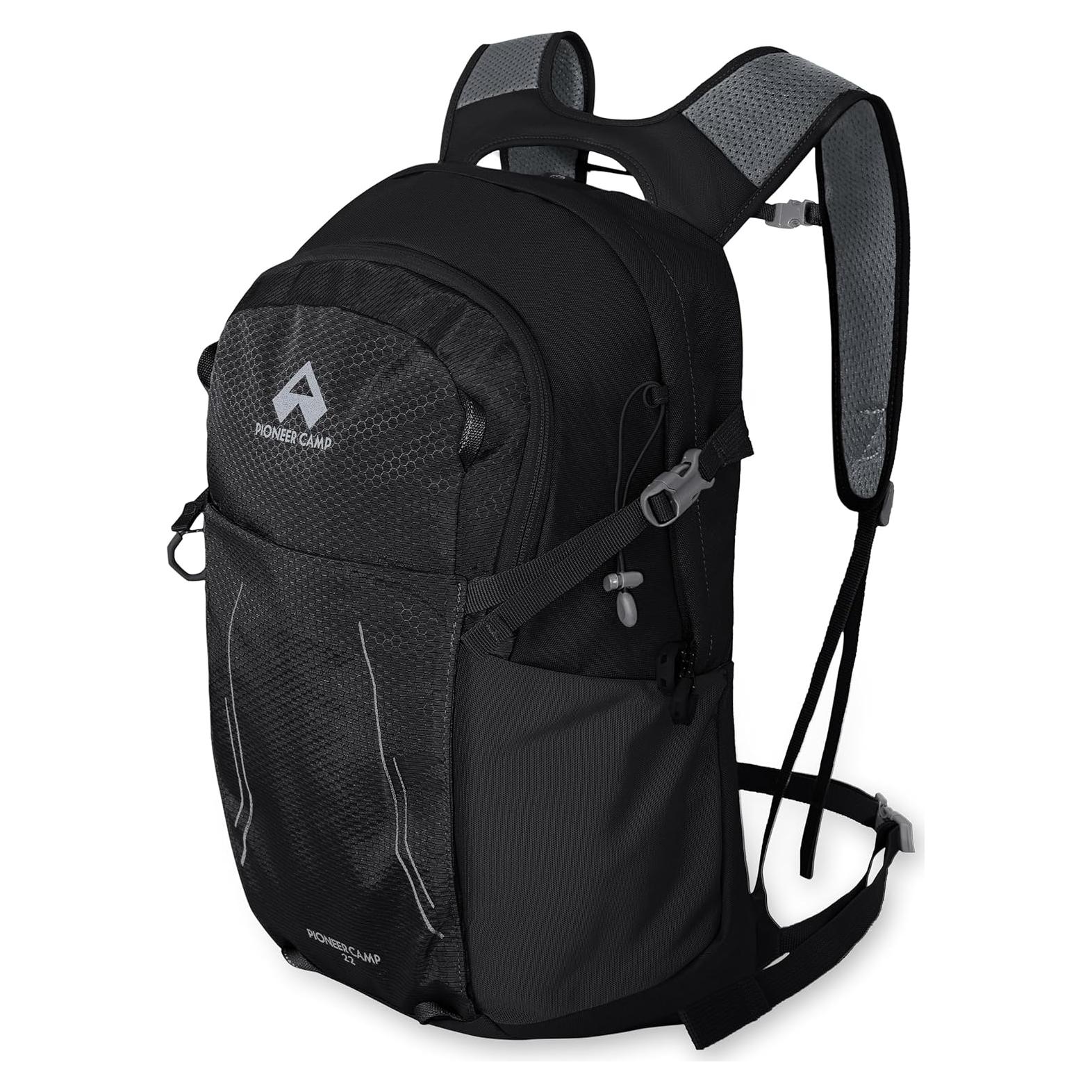 Mochila de Senderismo Pioneer Camp 22L Negra Ligera y Ergonómica