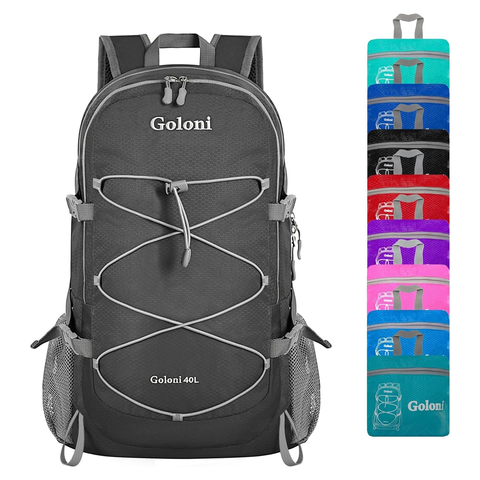 Mochila Plegable 40L Goloni Gris Oscuro Resistente al Agua