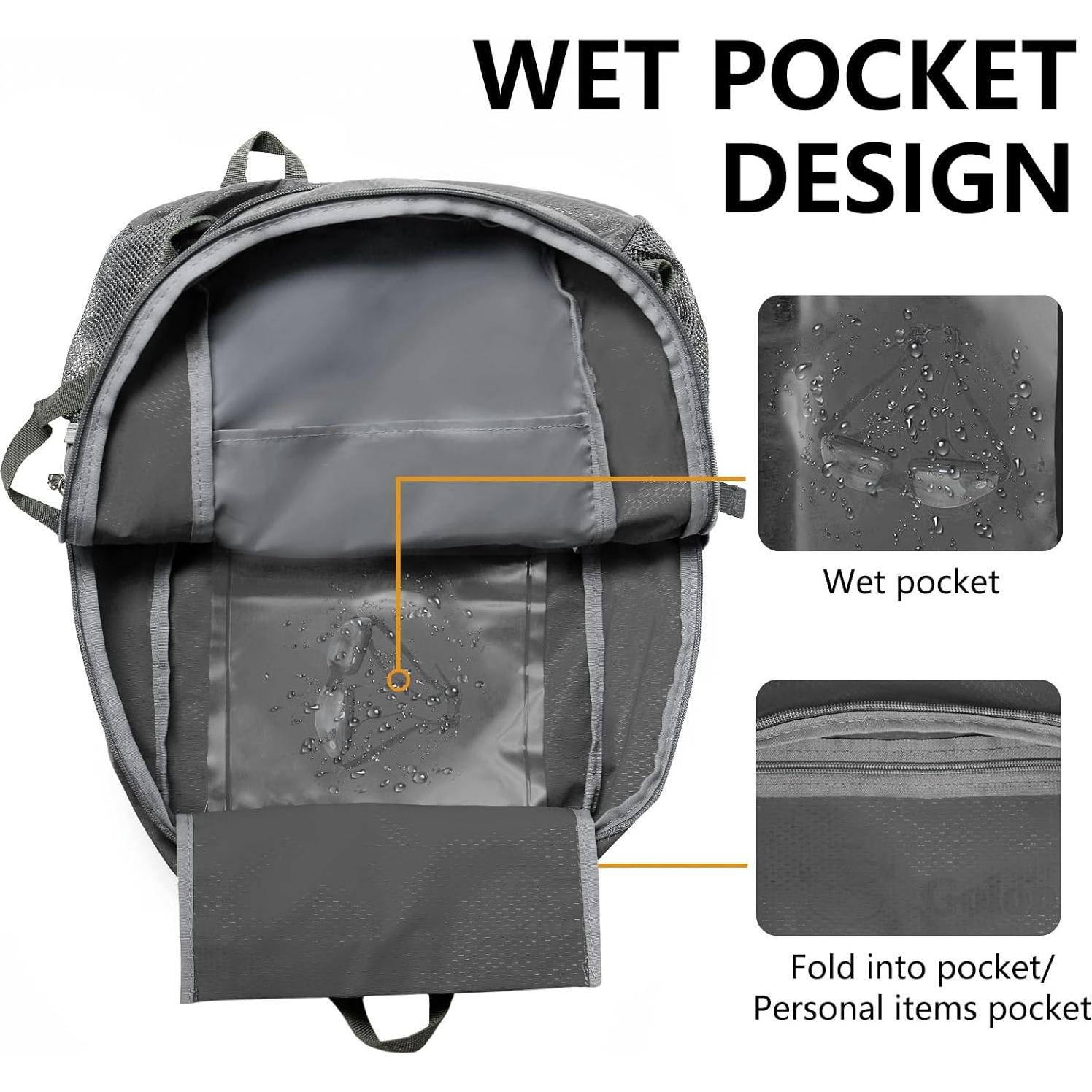 Mochila Plegable 40L Goloni Gris Oscuro Resistente al Agua