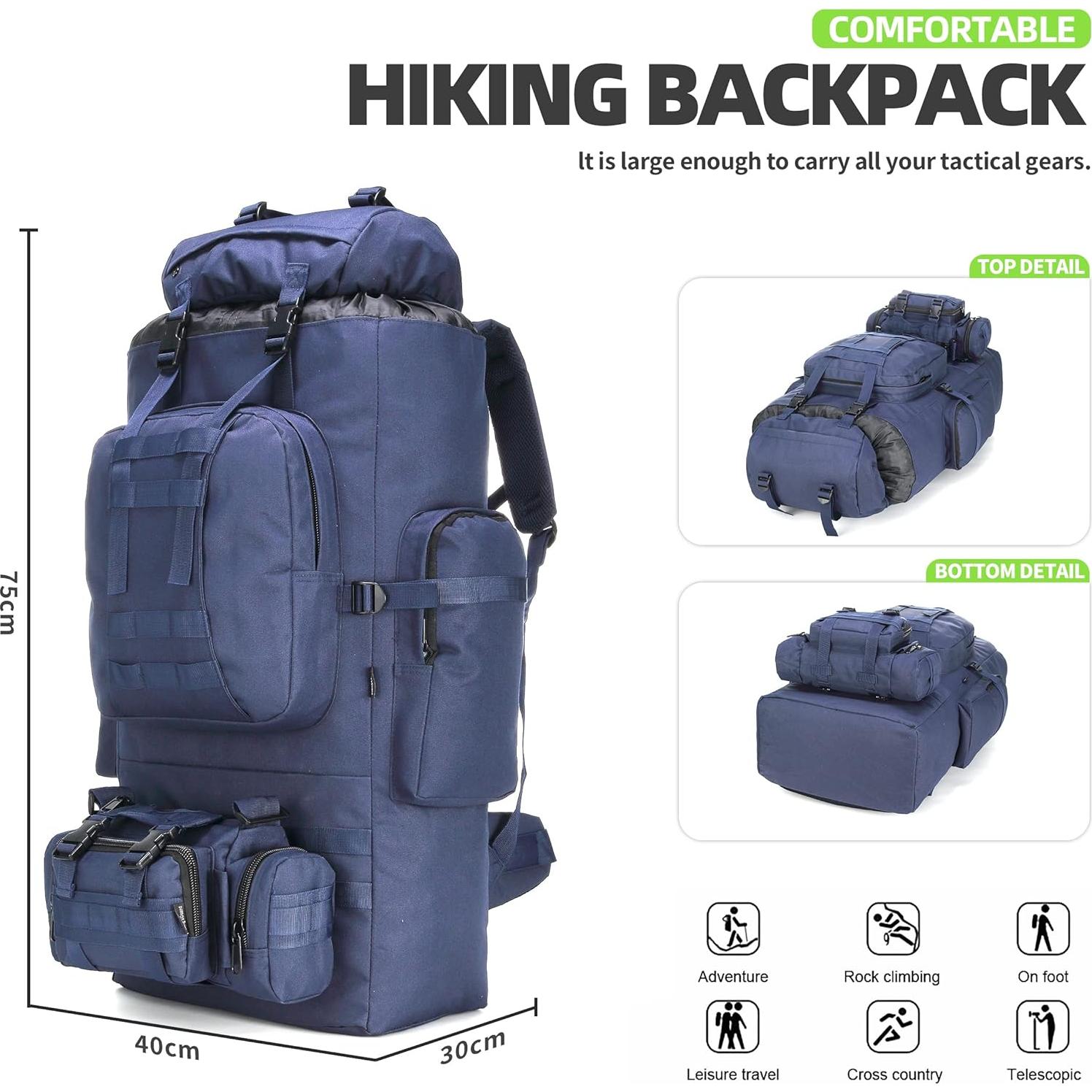 King'sGuard 100L Camping Hiking Backpack Molle Rucksack Military Camping Backpacking Daypack