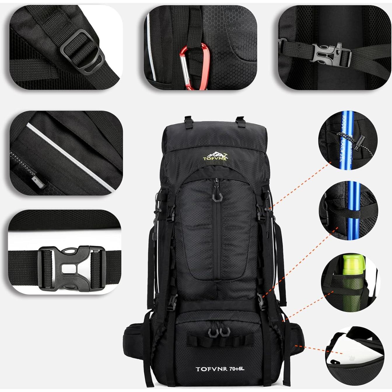 Mochila de Senderismo Blackpongo 75L Resistente al Agua
