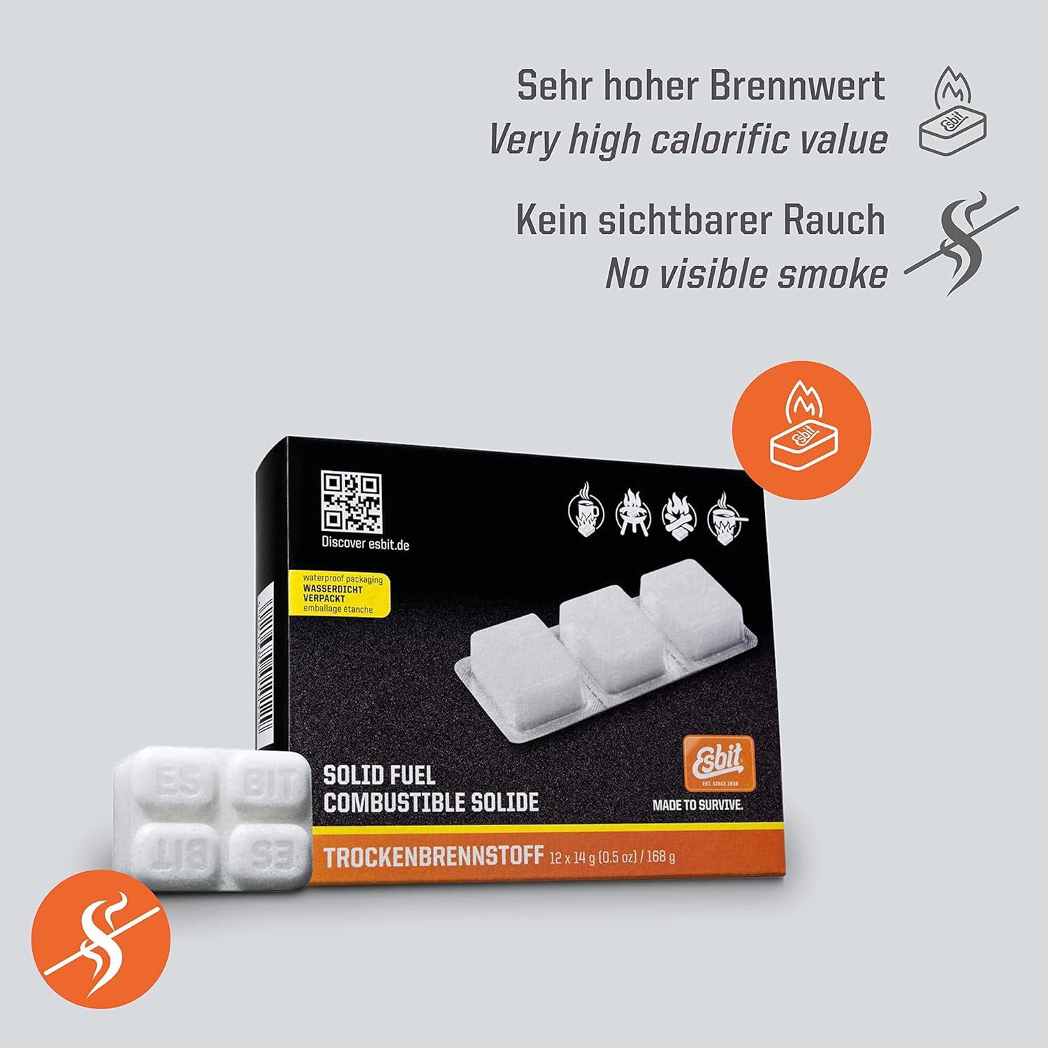 Tabletas de Combustible Sólido Esbit 14g - 12 Piezas para Camping