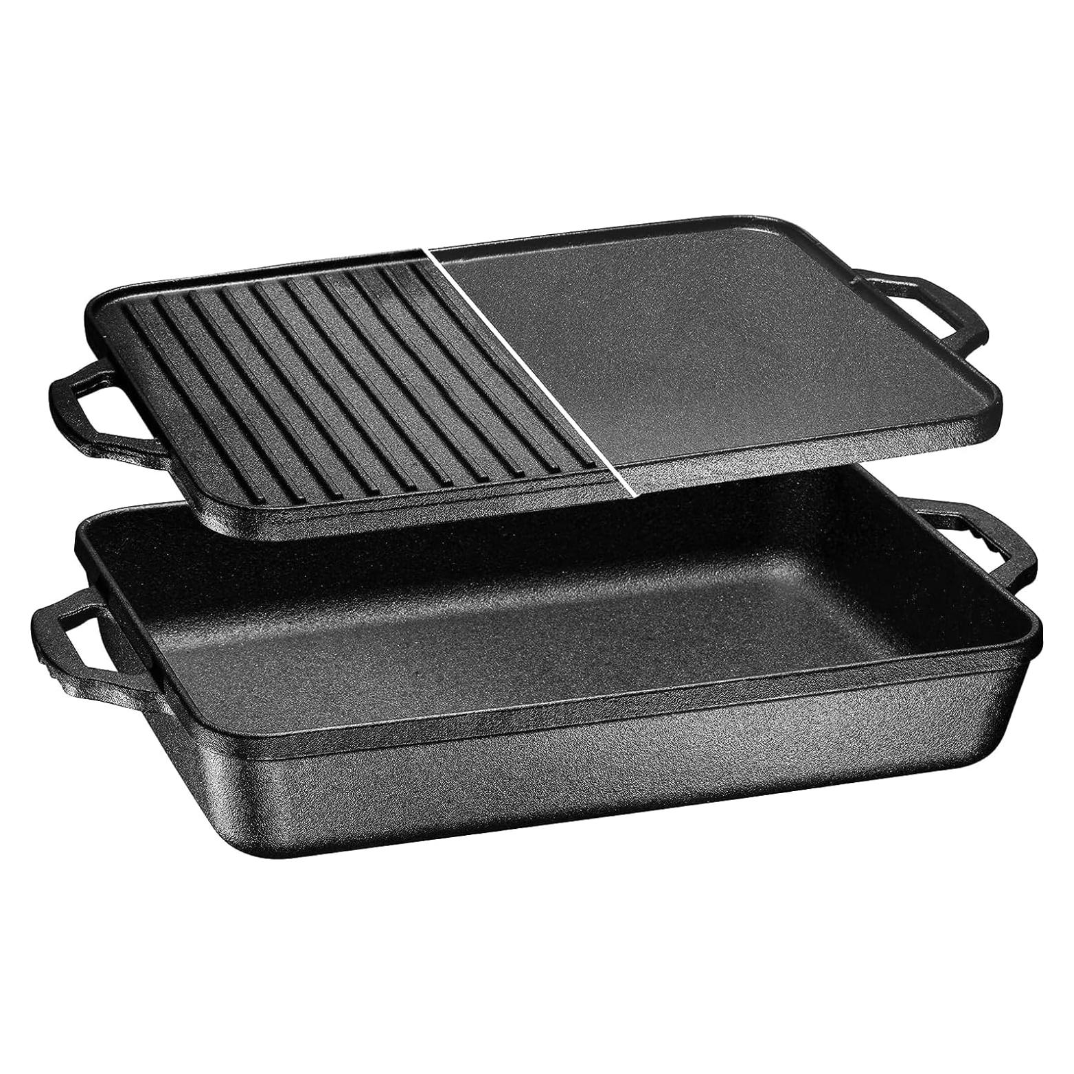 Sartén de Hierro Fundido Bruntmor 4.3L Pre-sazonada con Tapa