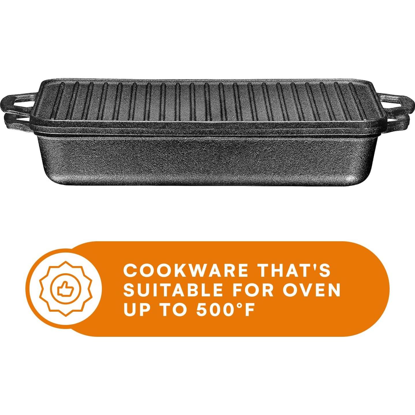 Sartén de Hierro Fundido Bruntmor 4.3L Pre-sazonada con Tapa