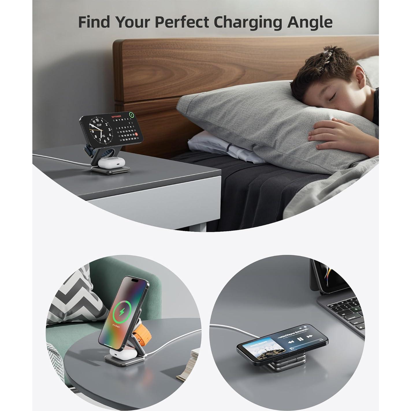 Cargador Inalámbrico Plegable 3 en 1 KU XIU X40Q 15W