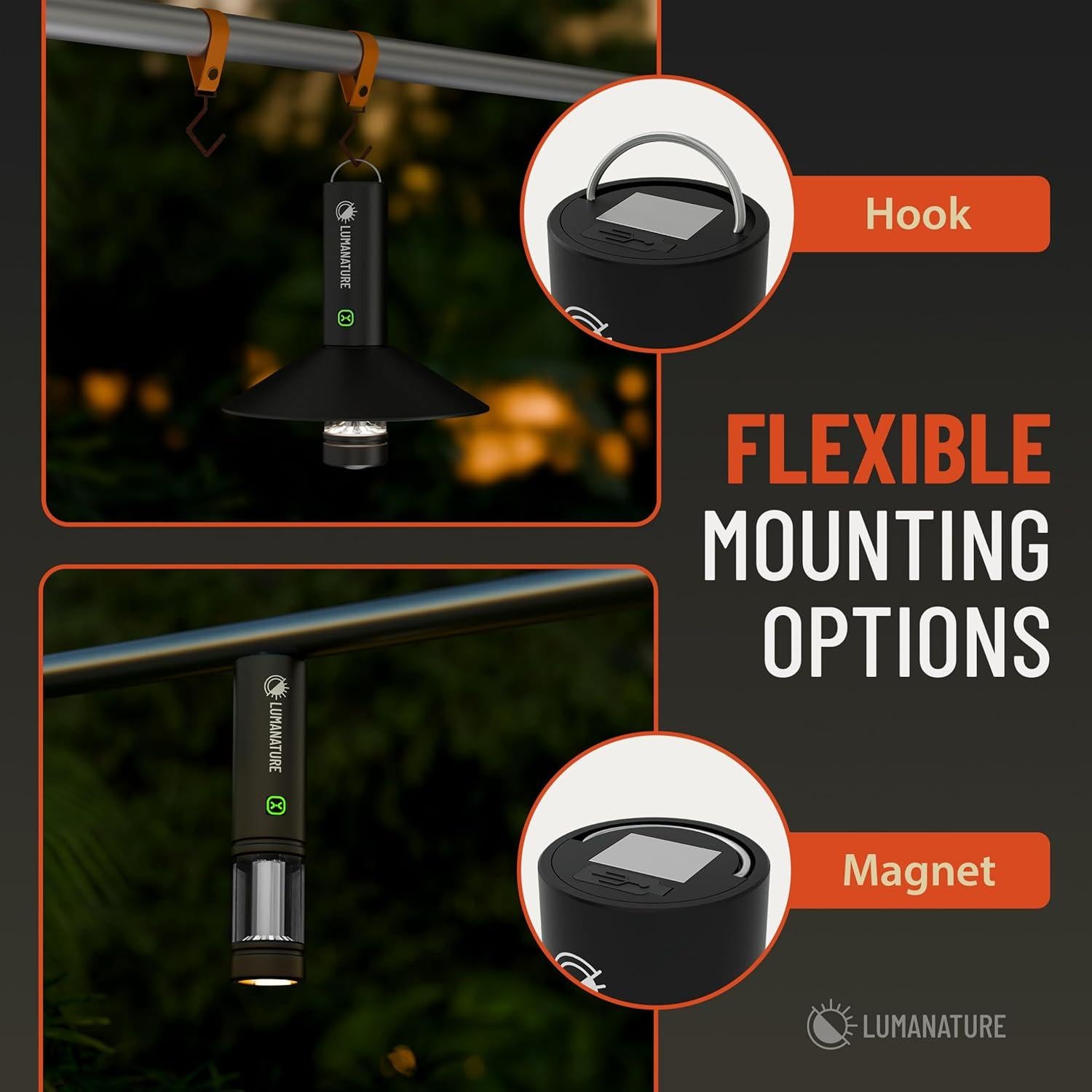 Linterna de Camping Lumanature CL001-BLK Recargable LED 2000mAh