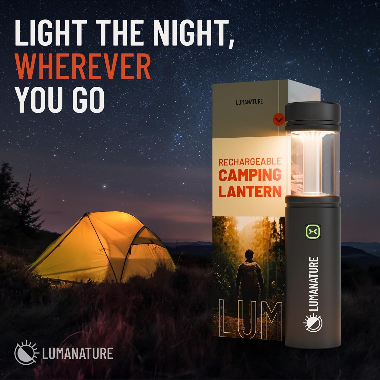 Linterna de Camping Lumanature CL001-BLK Recargable LED 2000mAh