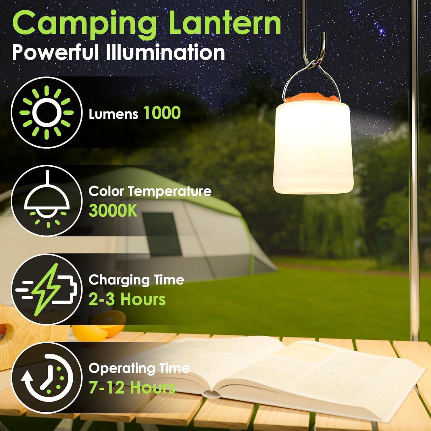 Linterna de Camping LED BOBKID 1000LM Recargable Impermeable