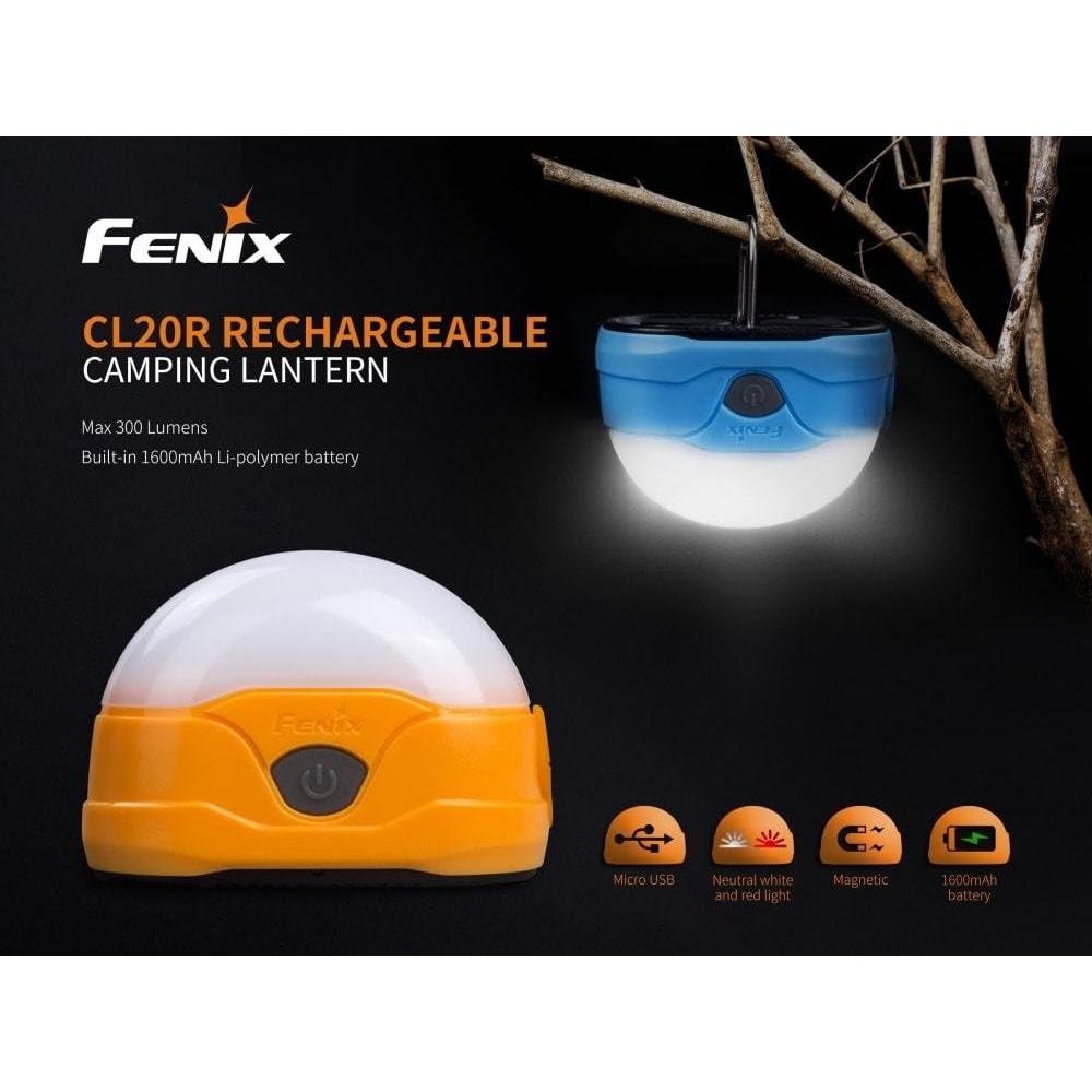 Fenix CL20R USB rechargeable 300 Lumen neutral white dedicated camping light with EdisonBright BBX4 battery carry casee bundle (Orange)