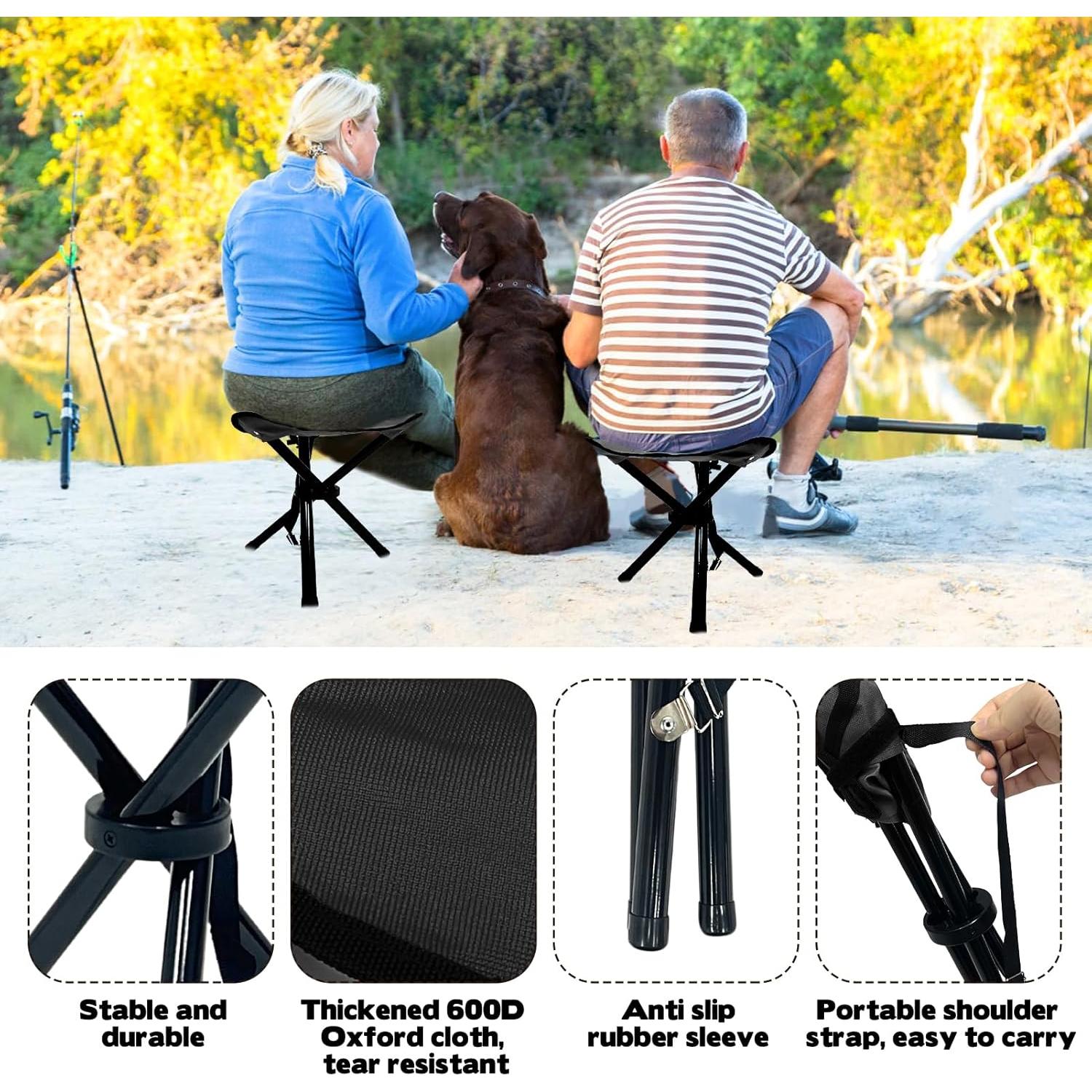 Travel Folding Camping Stool, 14.6 inches Tripod Chair and Maximum weight 300 lbs Outdoor Portable Party Chair Fishing Chairs Seat for Camping Fishing Hiking Gardening and Garden Painting Black