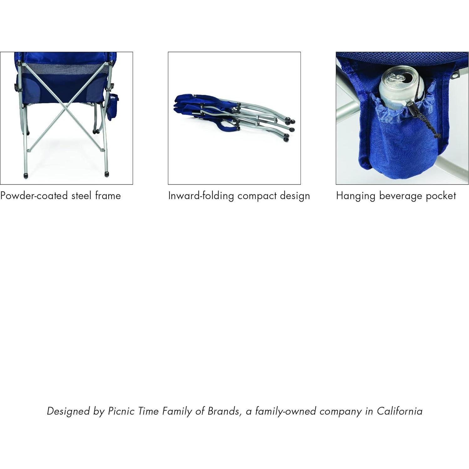 Silla de Camping Plegable Picnic Time PT-XL Negra 181 kg