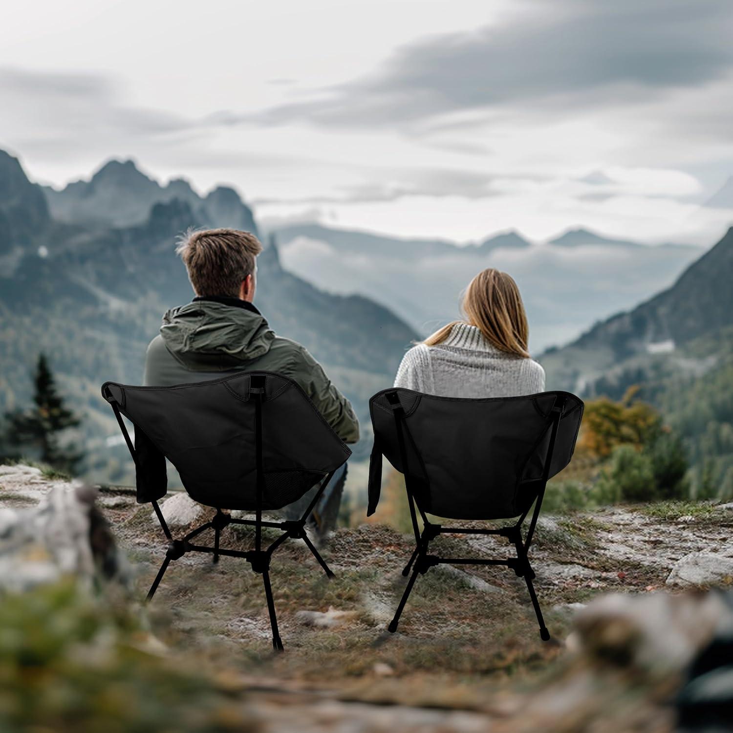 Silla de Camping Plegable Howjoe Negra con Altura Ajustable