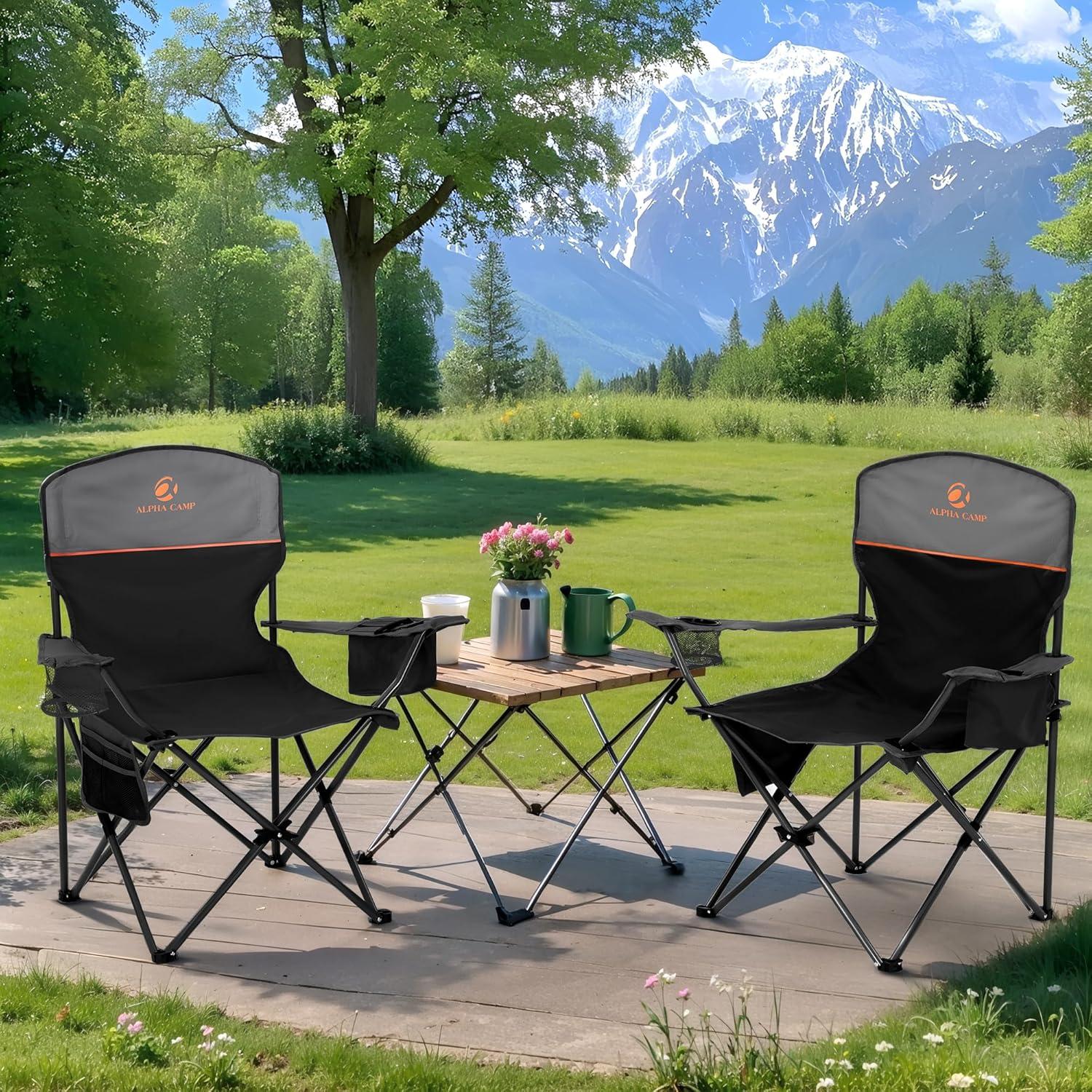 Silla de Camping LET'S CAMP 2 Pack Plegable con Enfriador