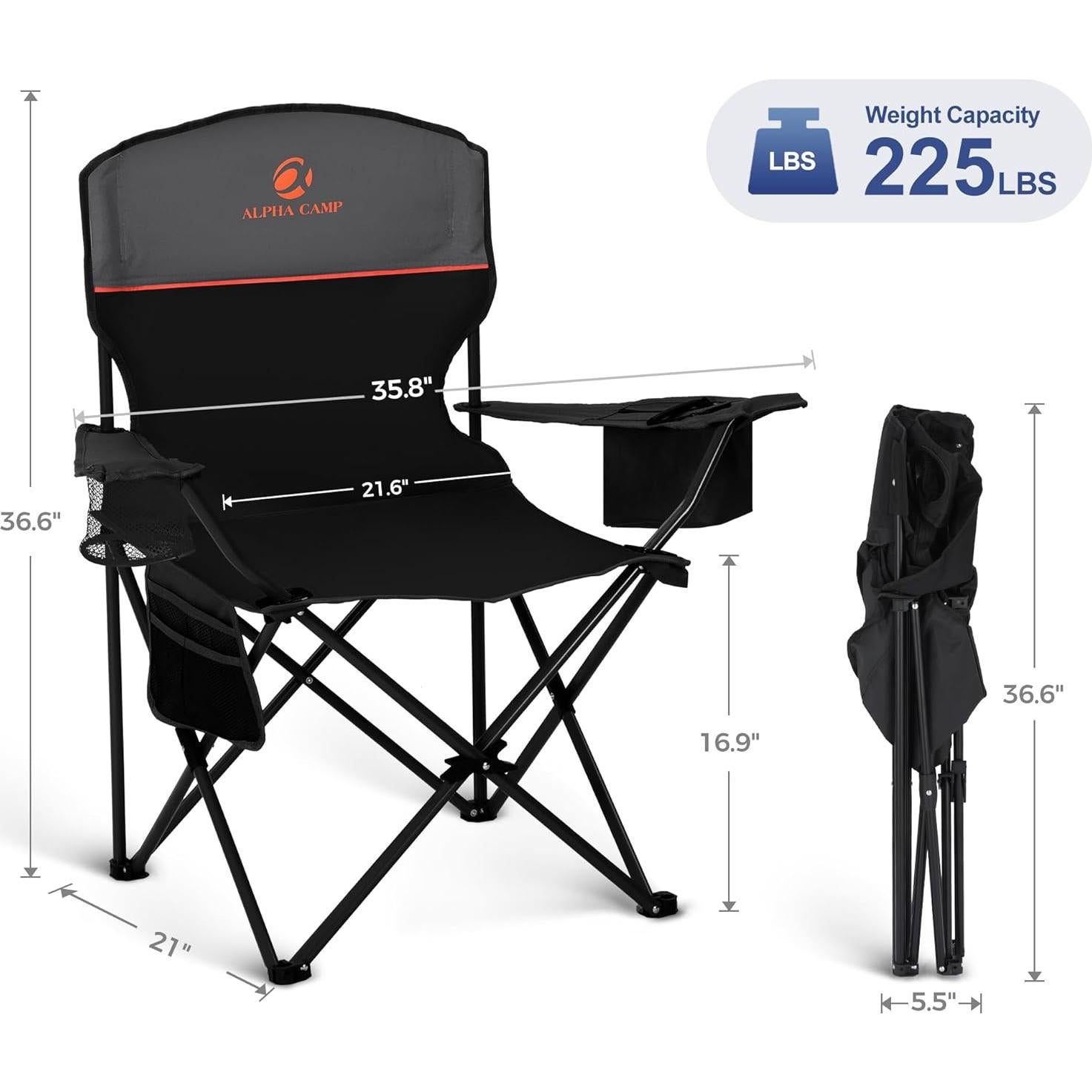 Silla de Camping LET'S CAMP 2 Pack Plegable con Enfriador
