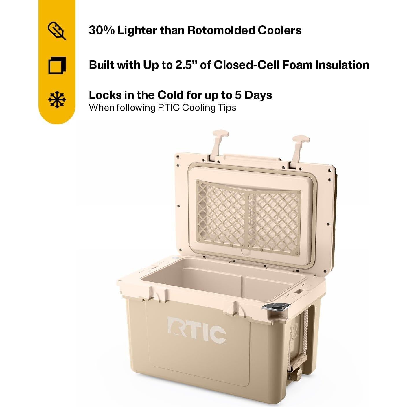 Enfriador Aislado RTIC Ultra-Ligero 32 QT Playa 13.6 kg