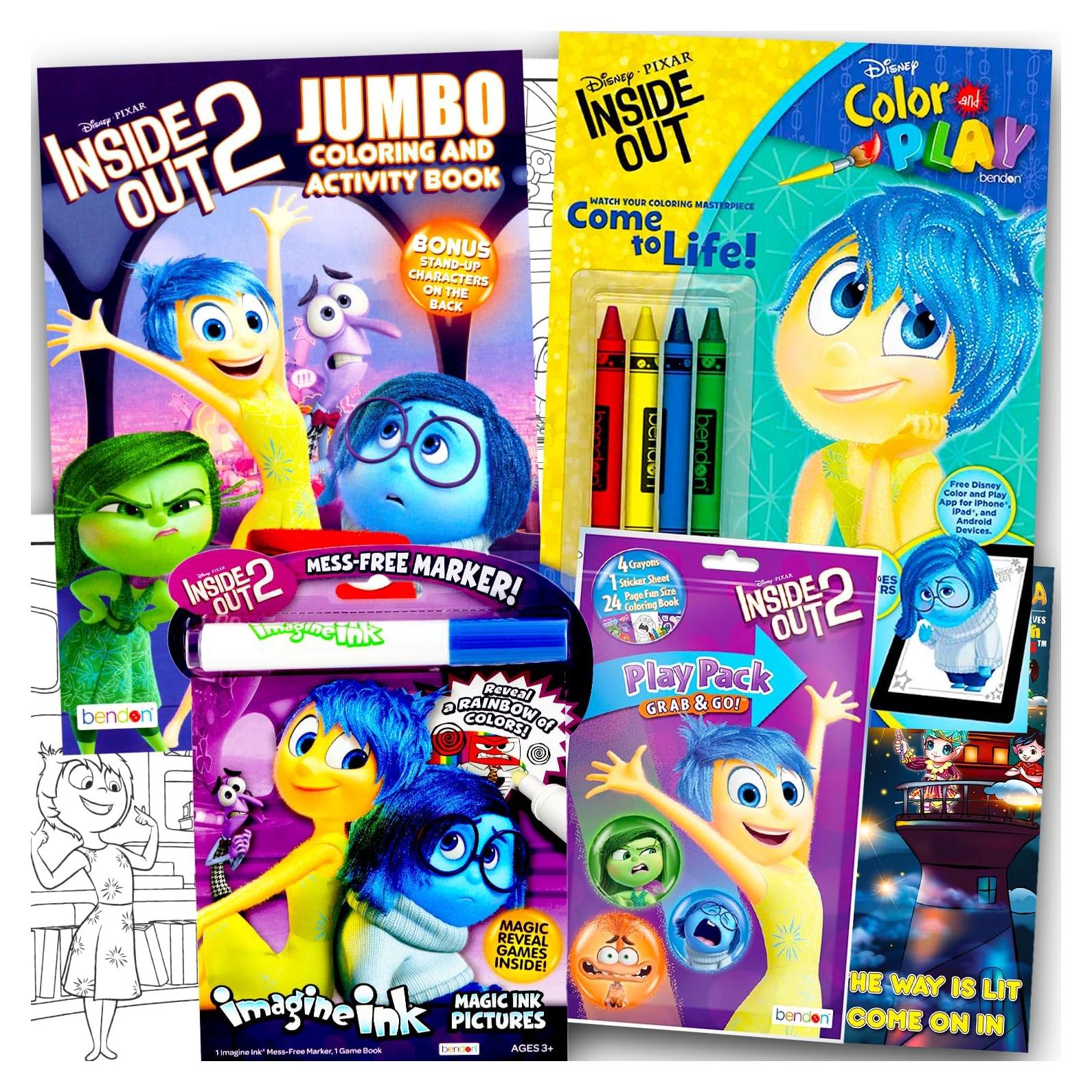 Conjunto de Libros para Colorear Disney Intensamente 2 - 2 Libros, Crayones y Stickers