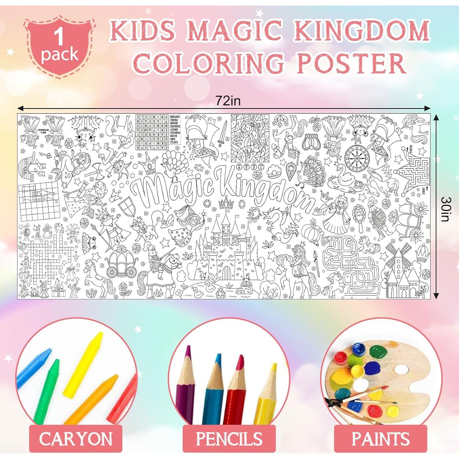 Póster para Colorear Gigante Zachely 76x183 cm Reino Mágico