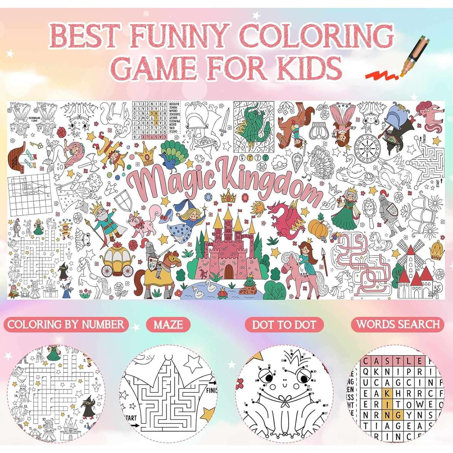 Póster para Colorear Gigante Zachely 76x183 cm Reino Mágico