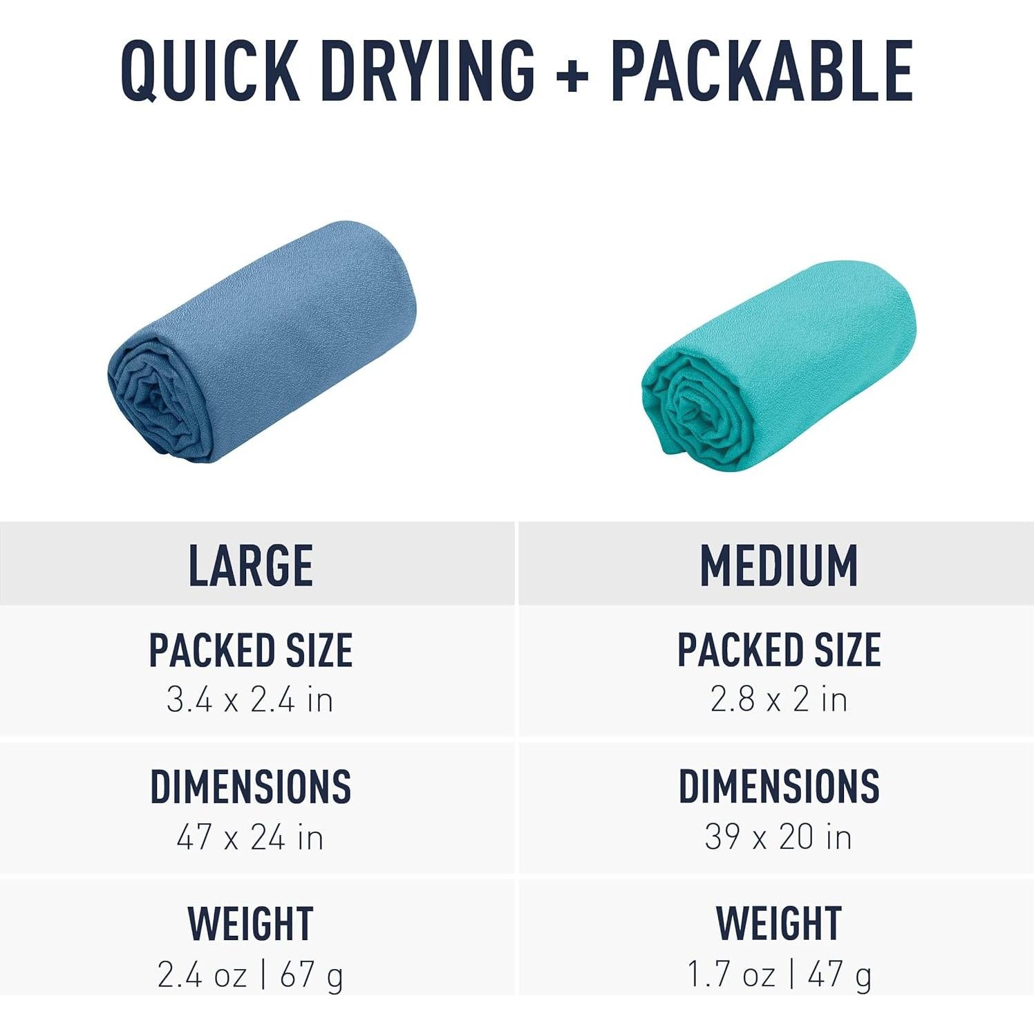 Sea to Summit AirLite Towel, Ultralight Camping and Travel Towel, Medium (20 x 39 inches), Moonlight Blue